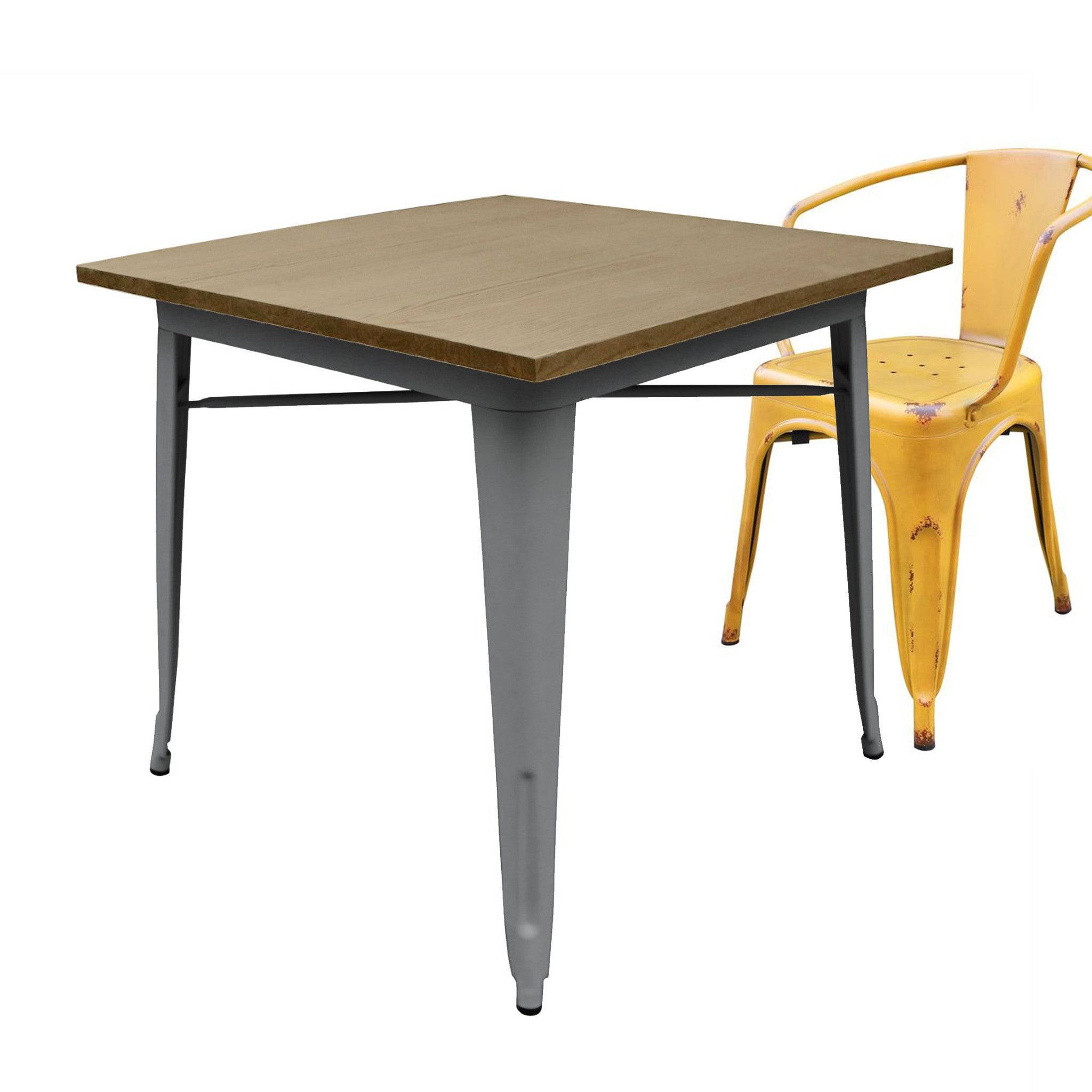 Industrial Table With Solid Wood Top 80 Cm Bptt01S+N - Dining Tables - ebarza Furniture UAE | Shop Modern Furniture in Abu Dhabi & Dubai - مفروشات ايبازرا في الامارات | تسوق اثاث عصري وديكورات مميزة في دبي وابوظبي