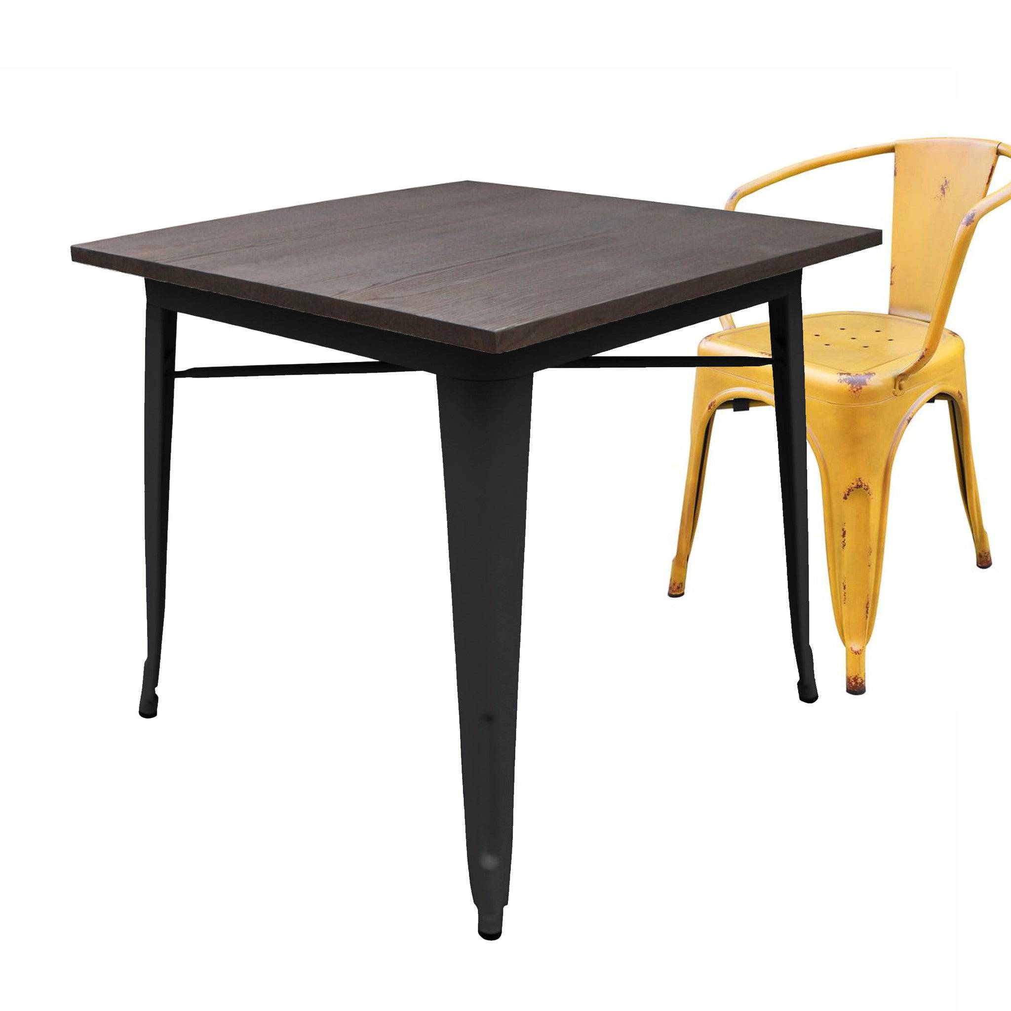 Industrial Table With Solid Wood Top 80 Cm Gt-236U Bw Gt-413-Bw - Dining Tables - ebarza Furniture UAE | Shop Modern Furniture in Abu Dhabi & Dubai - مفروشات ايبازرا في الامارات | تسوق اثاث عصري وديكورات مميزة في دبي وابوظبي