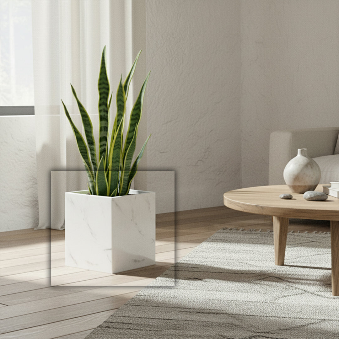 Jazz White Marble Garbage Bin / Planter Box SBK880-8 - Bathroom Accessories - ebarza Furniture UAE | Shop Modern Furniture in Abu Dhabi & Dubai - مفروشات ايبازرا في الامارات | تسوق اثاث عصري وديكورات مميزة في دبي وابوظبي