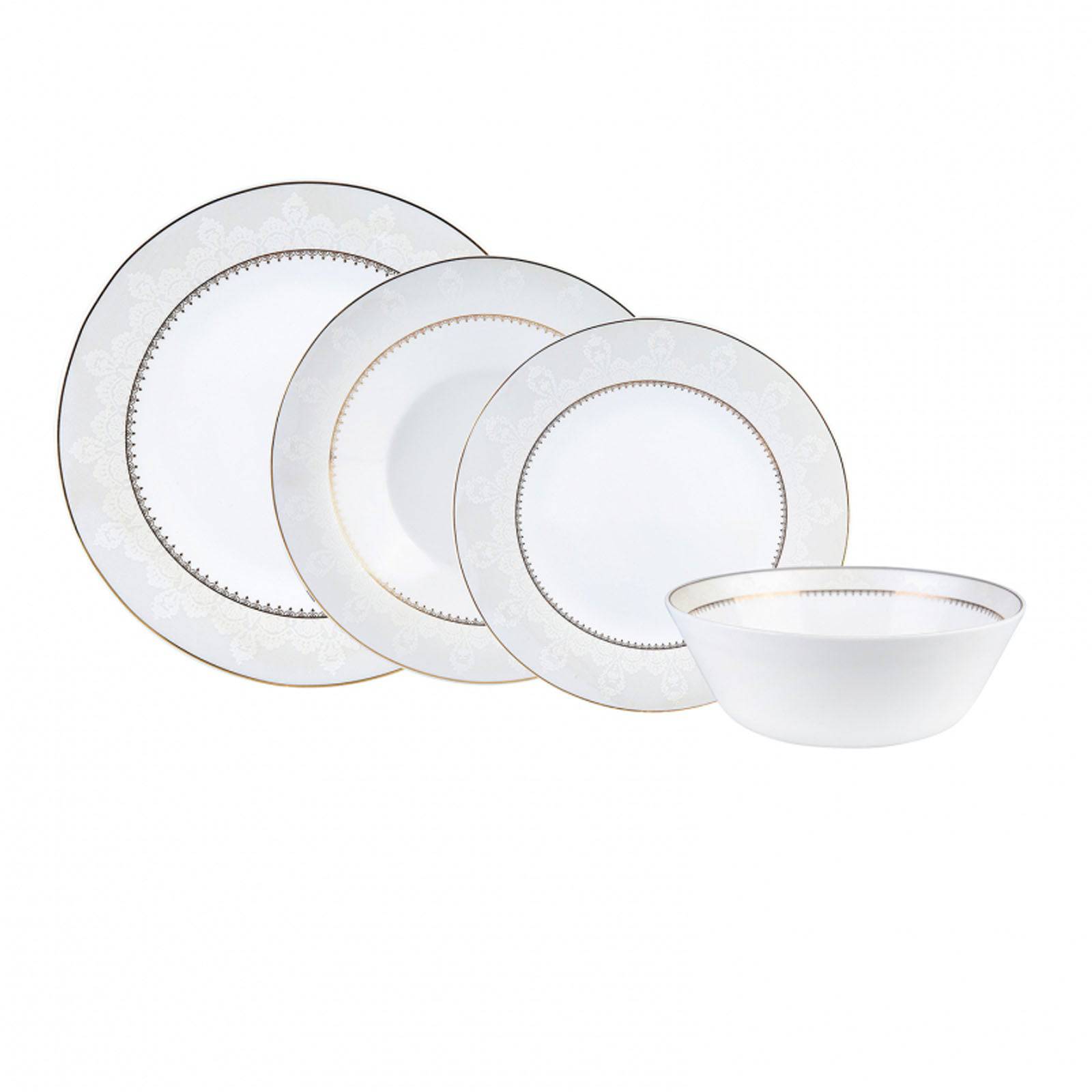 Karaca Albertina Gold 6-Person Dinner Set 153.03.07.9991 - Dinnerware Sets - ebarza Furniture UAE | Shop Modern Furniture in Abu Dhabi & Dubai - مفروشات ايبازرا في الامارات | تسوق اثاث عصري وديكورات مميزة في دبي وابوظبي