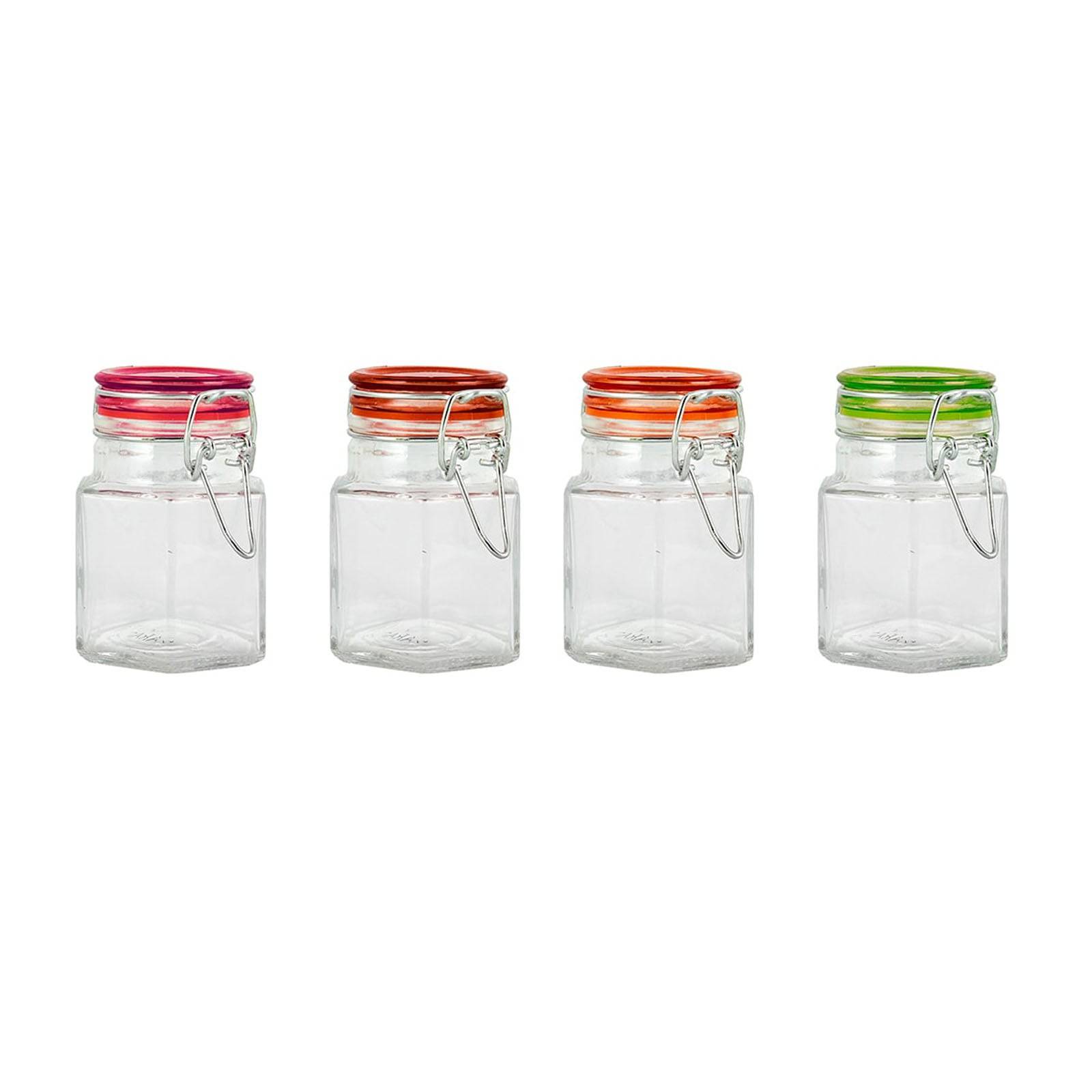 Karaca Angled Small Glass Jar Set Of 4 153.03.07.8833 - Spice Sets - ebarza Furniture UAE | Shop Modern Furniture in Abu Dhabi & Dubai - مفروشات ايبازرا في الامارات | تسوق اثاث عصري وديكورات مميزة في دبي وابوظبي