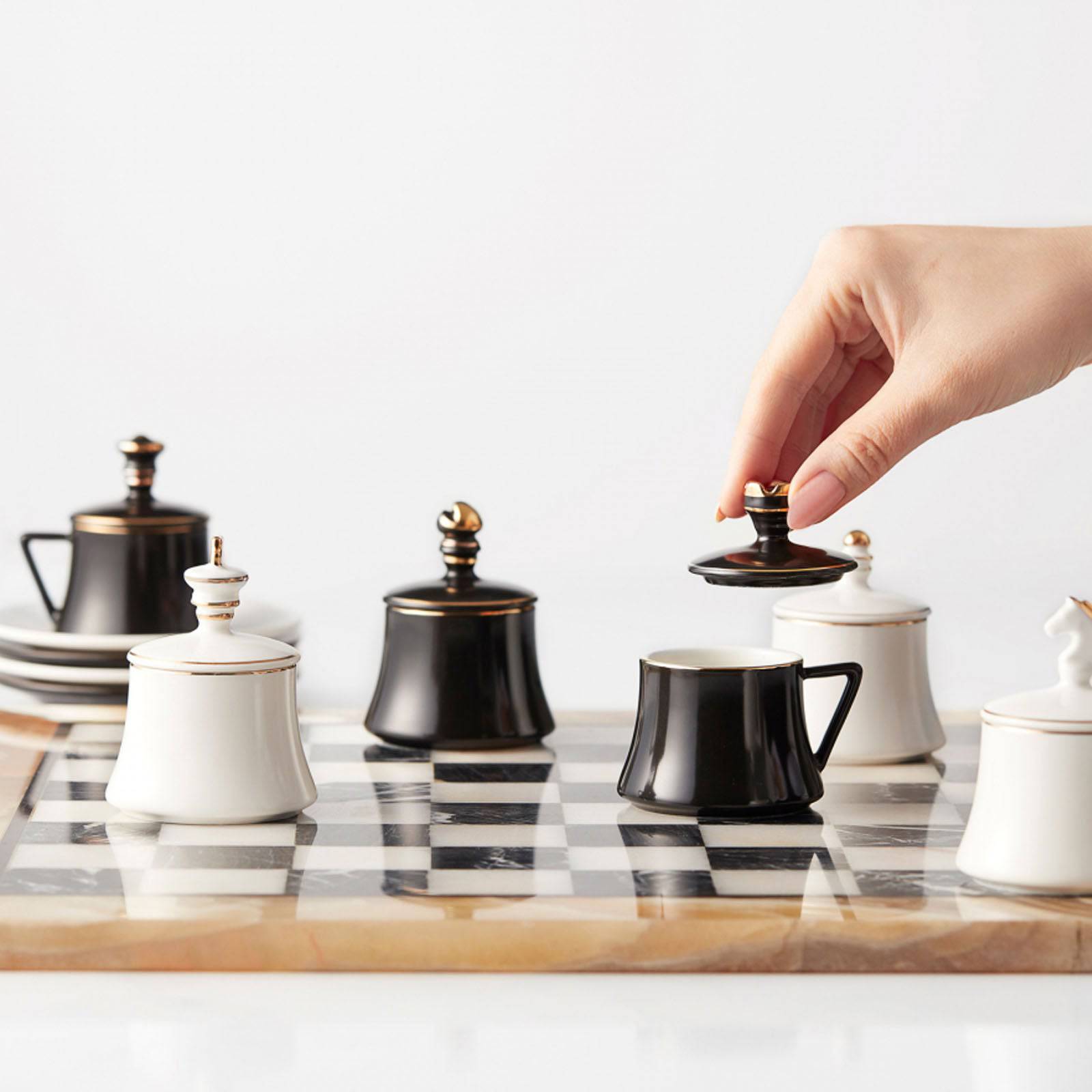 Karaca Chess Set Of 6 Coffee Cups 153.03.06.1507 - Coffee Sets - ebarza Furniture UAE | Shop Modern Furniture in Abu Dhabi & Dubai - مفروشات ايبازرا في الامارات | تسوق اثاث عصري وديكورات مميزة في دبي وابوظبي