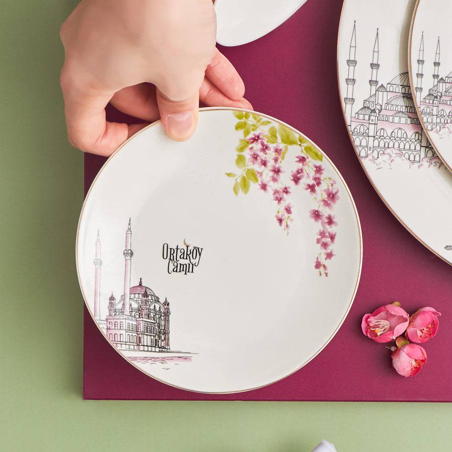 Karaca Erguvan Ortakoy Cake Plate 153.03.06.4968 -  Plates - ebarza Furniture UAE | Shop Modern Furniture in Abu Dhabi & Dubai - مفروشات ايبازرا في الامارات | تسوق اثاث عصري وديكورات مميزة في دبي وابوظبي