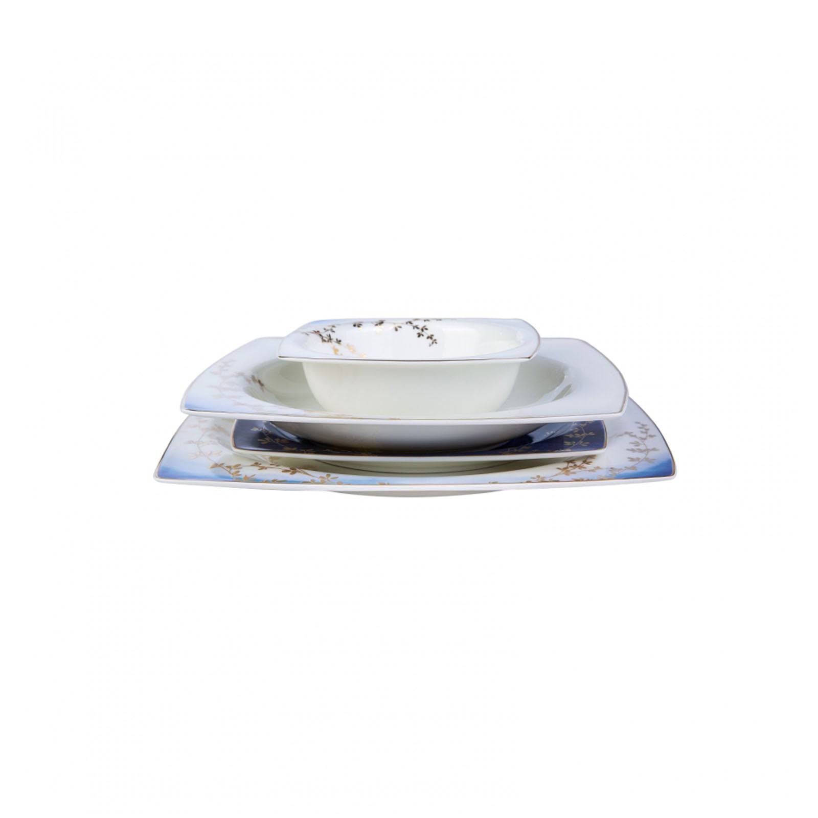 Karaca Fine Bone Blue Blush 60 Pieces Dinner Set For 12 People Square 153.03.08.0140 - Dinnerware Sets - ebarza Furniture UAE | Shop Modern Furniture in Abu Dhabi & Dubai - مفروشات ايبازرا في الامارات | تسوق اثاث عصري وديكورات مميزة في دبي وابوظبي