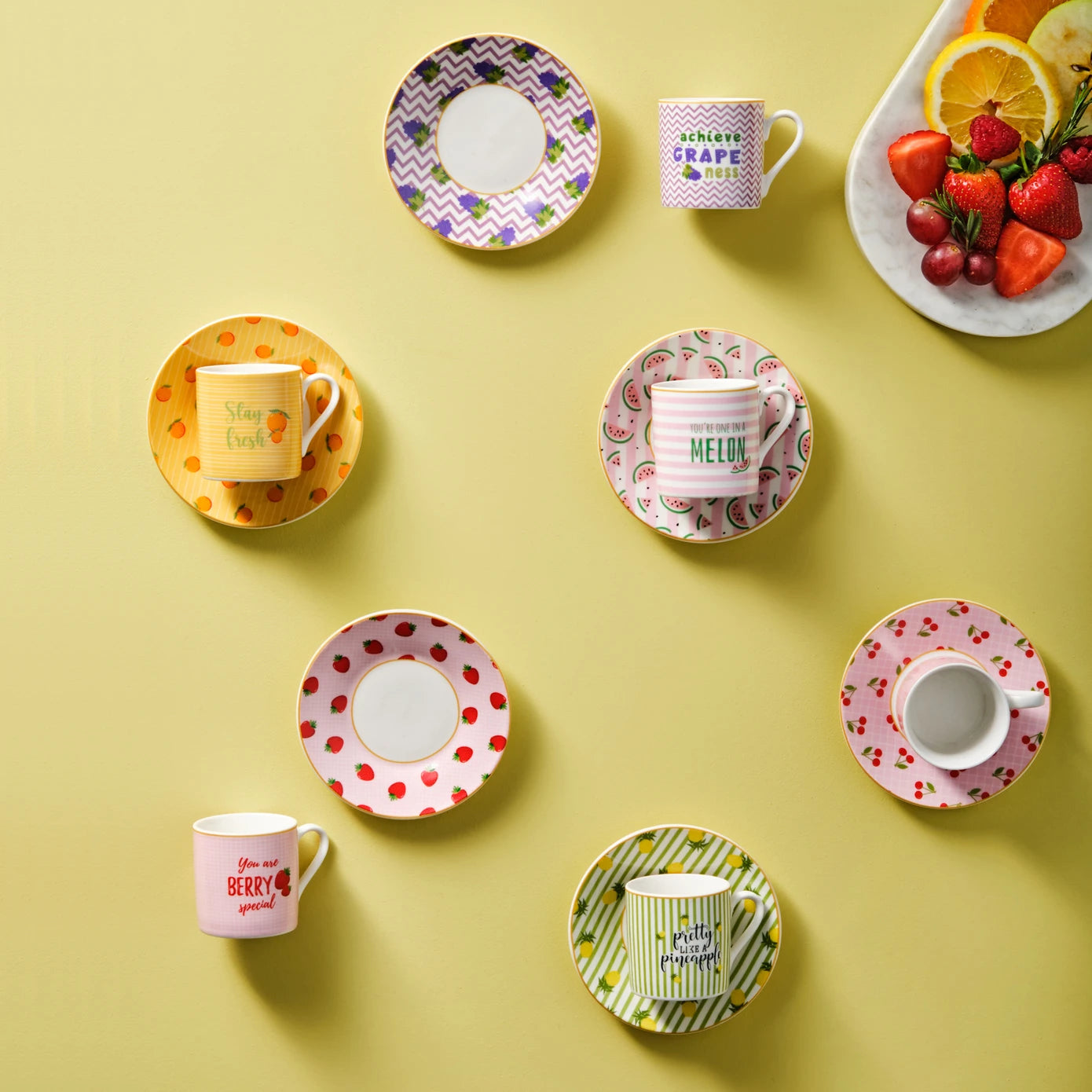 Karaca Fruitee Coffee Cup Set of 6 90 ml 153.03.06.6811 - Coffee Sets - ebarza Furniture UAE | Shop Modern Furniture in Abu Dhabi & Dubai - مفروشات ايبازرا في الامارات | تسوق اثاث عصري وديكورات مميزة في دبي وابوظبي