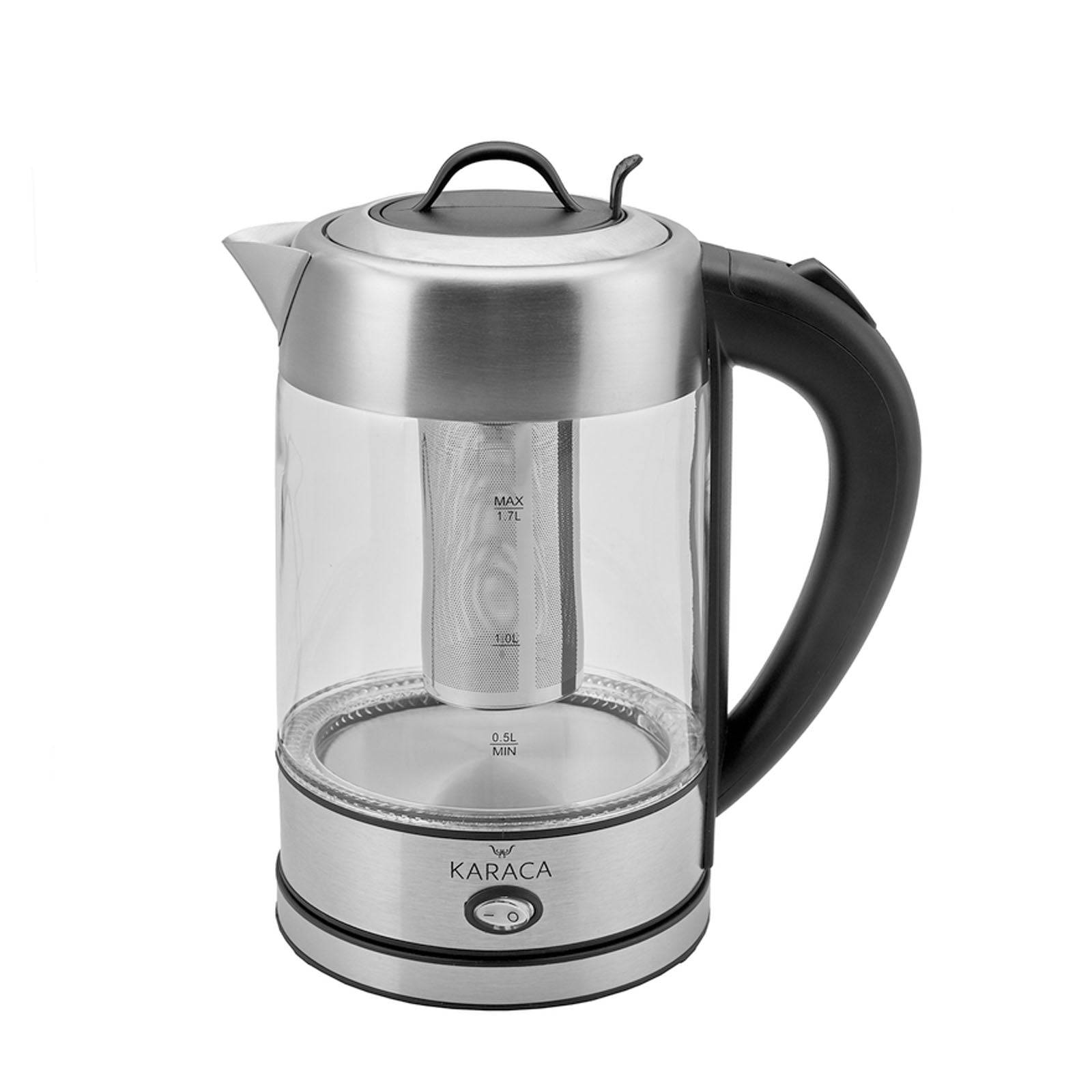Karaca Glass Herbal Tea Maker With Led Lighting Inox 2202 153.01.06.1780/153.01.06.4887 - Kitchen Appliances - ebarza Furniture UAE | Shop Modern Furniture in Abu Dhabi & Dubai - مفروشات ايبازرا في الامارات | تسوق اثاث عصري وديكورات مميزة في دبي وابوظبي