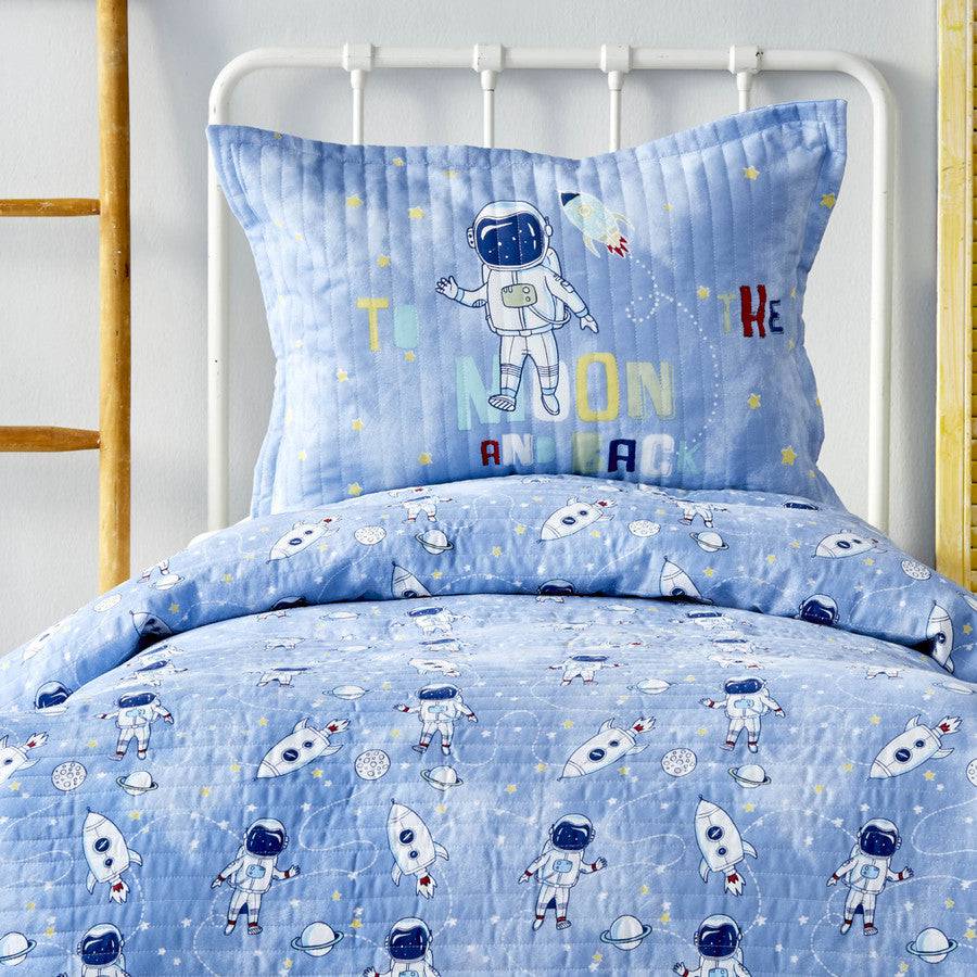 Karaca Home Astronaut Navy Blue Quilted Young Single Bedspread Set 200.18.01.0175 -  Bedding - ebarza Furniture UAE | Shop Modern Furniture in Abu Dhabi & Dubai - مفروشات ايبازرا في الامارات | تسوق اثاث عصري وديكورات مميزة في دبي وابوظبي