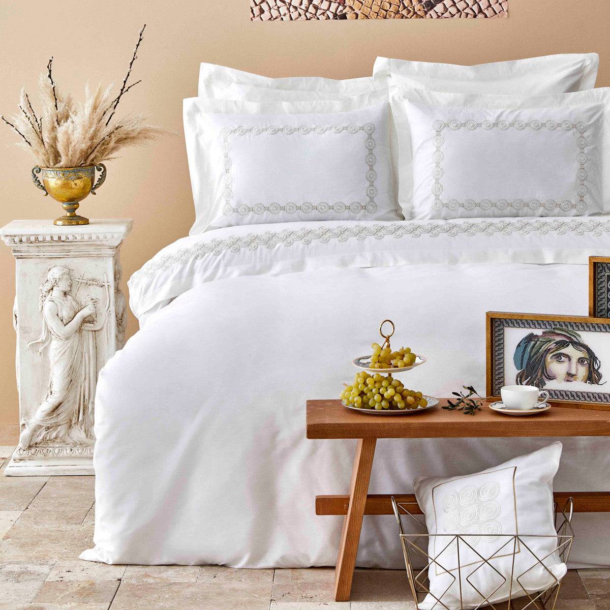 Karaca Home Atlas Gold Cotton Embroidered Double Duvet Cover Set 200.18.01.0243 -  Bedding - ebarza Furniture UAE | Shop Modern Furniture in Abu Dhabi & Dubai - مفروشات ايبازرا في الامارات | تسوق اثاث عصري وديكورات مميزة في دبي وابوظبي