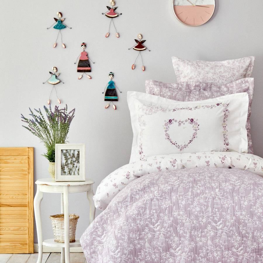Karaca Home Birdy Lilac 100% Cotton Single Young Duvet Cover Set 200.17.01.0322 -  Bedding - ebarza Furniture UAE | Shop Modern Furniture in Abu Dhabi & Dubai - مفروشات ايبازرا في الامارات | تسوق اثاث عصري وديكورات مميزة في دبي وابوظبي