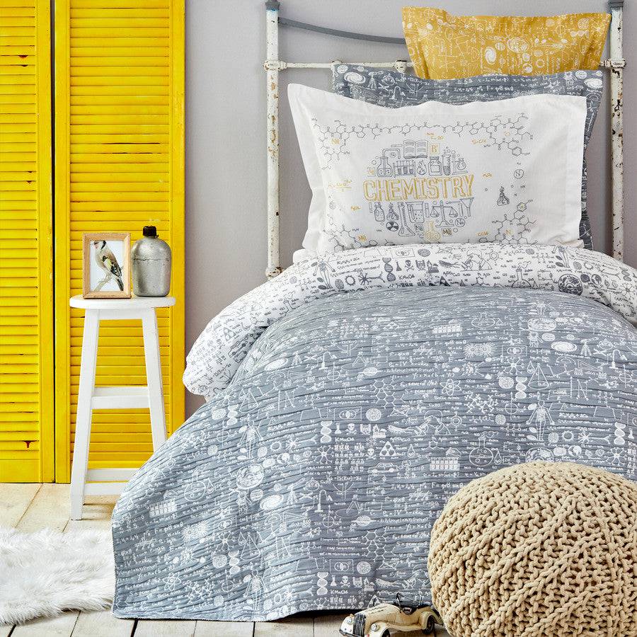 Karaca Home Chemistry Gray 100% Cotton Single Young Duvet Cover Set 200.17.01.0321 -  Bedding - ebarza Furniture UAE | Shop Modern Furniture in Abu Dhabi & Dubai - مفروشات ايبازرا في الامارات | تسوق اثاث عصري وديكورات مميزة في دبي وابوظبي