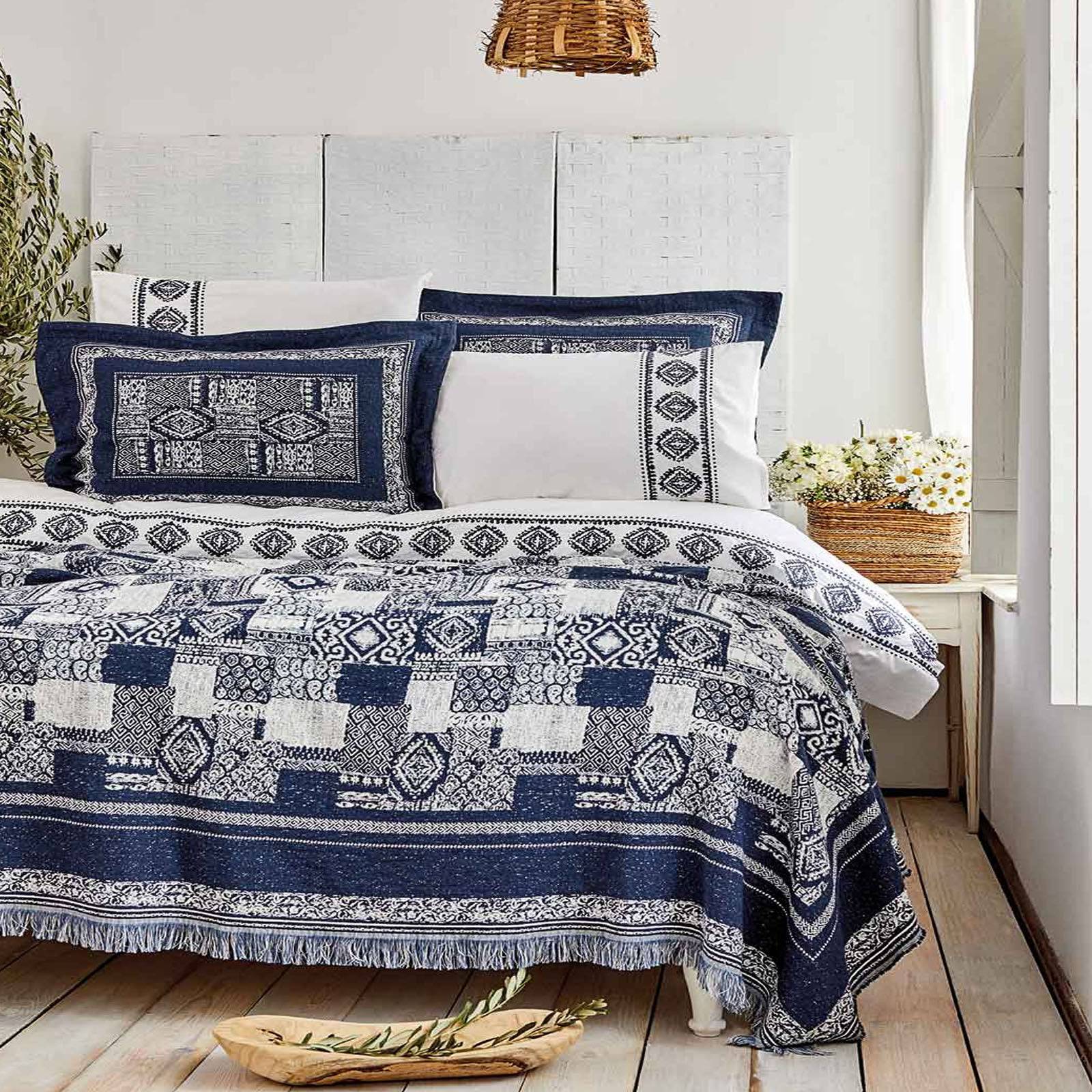 Karaca Home Marbel Blue Embroidered Cotton Duvet Cover Set Bed Cover Set 200.16.01.0173 -  Bedding - ebarza Furniture UAE | Shop Modern Furniture in Abu Dhabi & Dubai - مفروشات ايبازرا في الامارات | تسوق اثاث عصري وديكورات مميزة في دبي وابوظبي