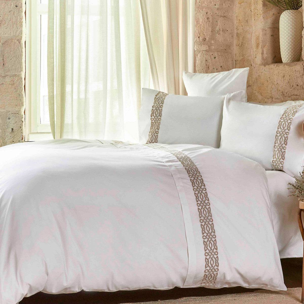 Karaca Home Rivoli Beige Cotton Filtered Double Duvet Cover Set 200.18.01.0186 -  Bedding - ebarza Furniture UAE | Shop Modern Furniture in Abu Dhabi & Dubai - مفروشات ايبازرا في الامارات | تسوق اثاث عصري وديكورات مميزة في دبي وابوظبي