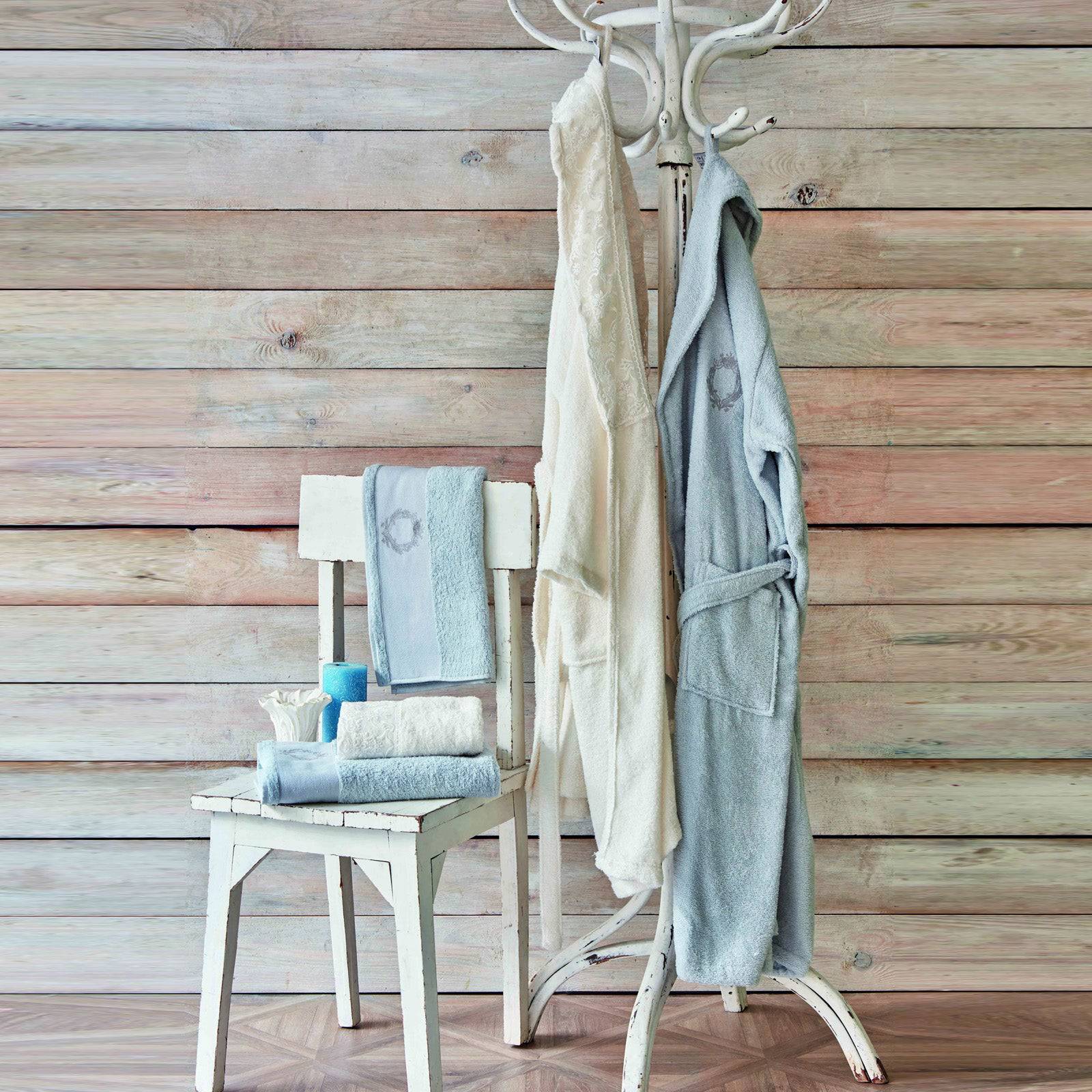 Karaca Home Silvio Offwhite Water Green Lacy Hammam Set 200.16.01.0202 - Towels - ebarza Furniture UAE | Shop Modern Furniture in Abu Dhabi & Dubai - مفروشات ايبازرا في الامارات | تسوق اثاث عصري وديكورات مميزة في دبي وابوظبي