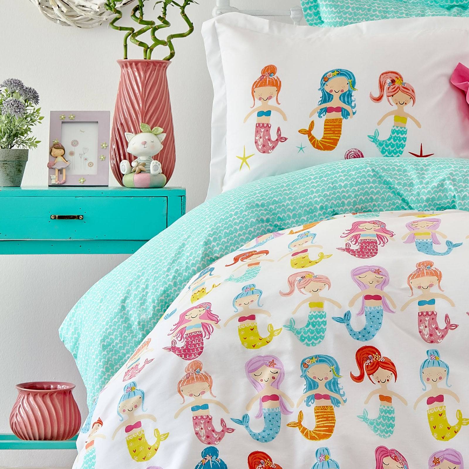 Karaca Home Sirena Cotton Single Young Duvet Cover Set 200.16.01.0127 - Bedding - ebarza Furniture UAE | Shop Modern Furniture in Abu Dhabi & Dubai - مفروشات ايبازرا في الامارات | تسوق اثاث عصري وديكورات مميزة في دبي وابوظبي