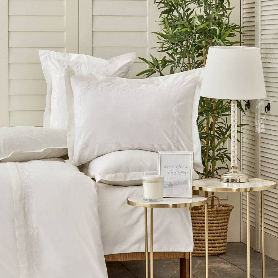 Karaca Home White Collection Nimes 100% Cotton Double Duvet Cover Set 200.18.01.0647 -  Bedding - ebarza Furniture UAE | Shop Modern Furniture in Abu Dhabi & Dubai - مفروشات ايبازرا في الامارات | تسوق اثاث عصري وديكورات مميزة في دبي وابوظبي