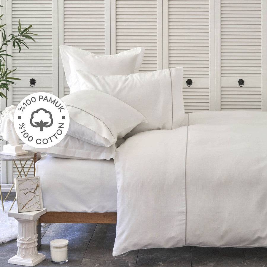 Karaca Home White Colletion Bigem Gray 100% Cotton Double Duvet Cover Set 200.18.01.0648 -  Bedding - ebarza Furniture UAE | Shop Modern Furniture in Abu Dhabi & Dubai - مفروشات ايبازرا في الامارات | تسوق اثاث عصري وديكورات مميزة في دبي وابوظبي