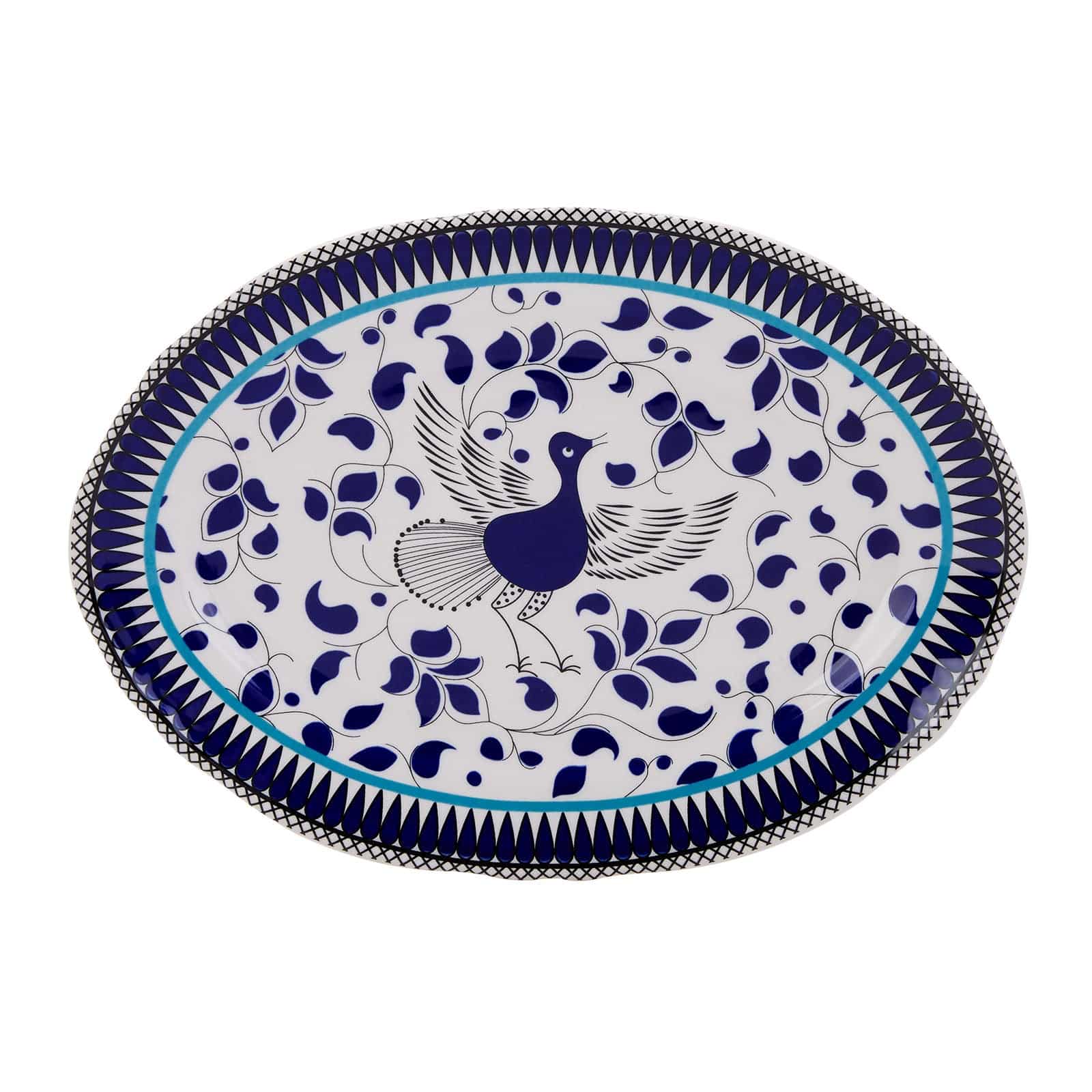 Karaca Mai Seljuk Series Oval Plate 25 Cm 153.03.07.9024 - Plates - ebarza Furniture UAE | Shop Modern Furniture in Abu Dhabi & Dubai - مفروشات ايبازرا في الامارات | تسوق اثاث عصري وديكورات مميزة في دبي وابوظبي