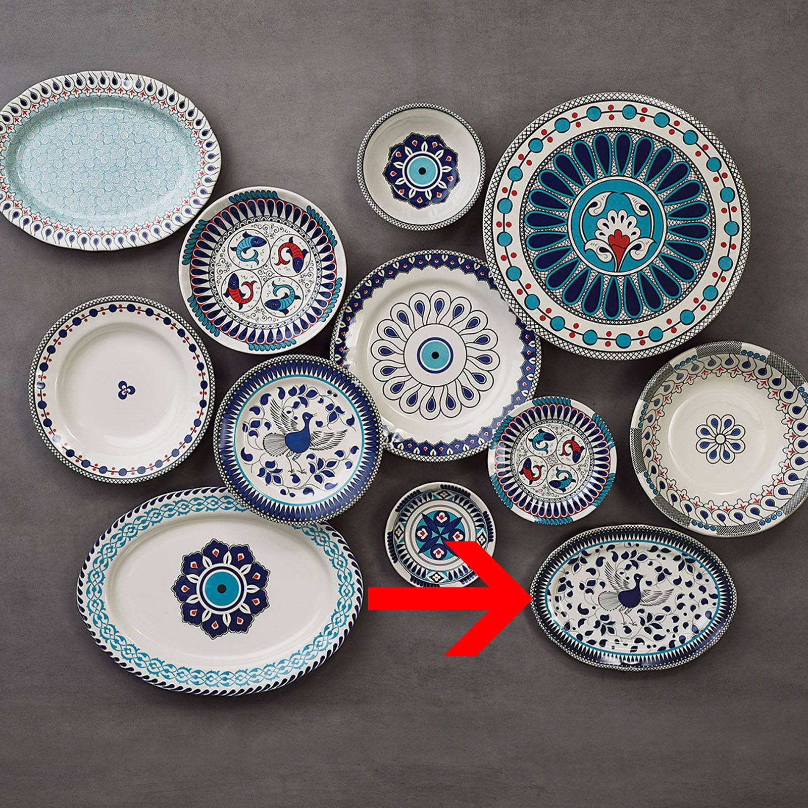 Karaca Mai Seljuk Series Oval Plate 25 Cm 153.03.07.9024 - Plates - ebarza Furniture UAE | Shop Modern Furniture in Abu Dhabi & Dubai - مفروشات ايبازرا في الامارات | تسوق اثاث عصري وديكورات مميزة في دبي وابوظبي