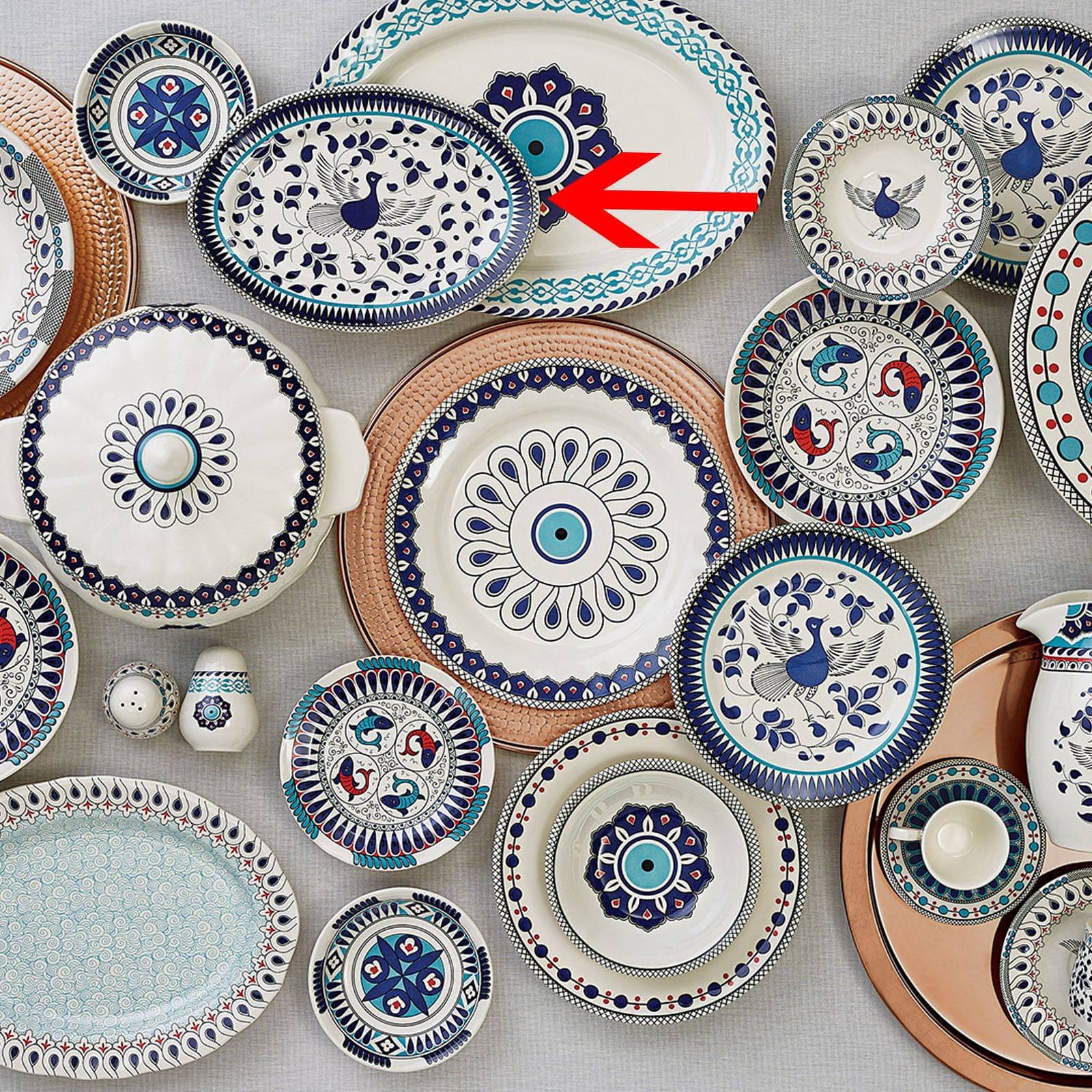 Karaca Mai Seljuk Series Oval Plate 25 Cm 153.03.07.9024 - Plates - ebarza Furniture UAE | Shop Modern Furniture in Abu Dhabi & Dubai - مفروشات ايبازرا في الامارات | تسوق اثاث عصري وديكورات مميزة في دبي وابوظبي