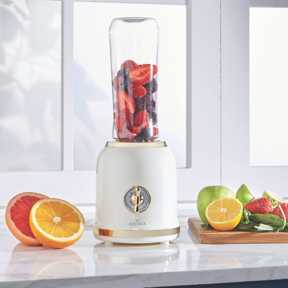 Karaca Retro Personal Personal Smoothie Blender Cream 153.03.06.2449 - Kitchen Appliances - ebarza Furniture UAE | Shop Modern Furniture in Abu Dhabi & Dubai - مفروشات ايبازرا في الامارات | تسوق اثاث عصري وديكورات مميزة في دبي وابوظبي