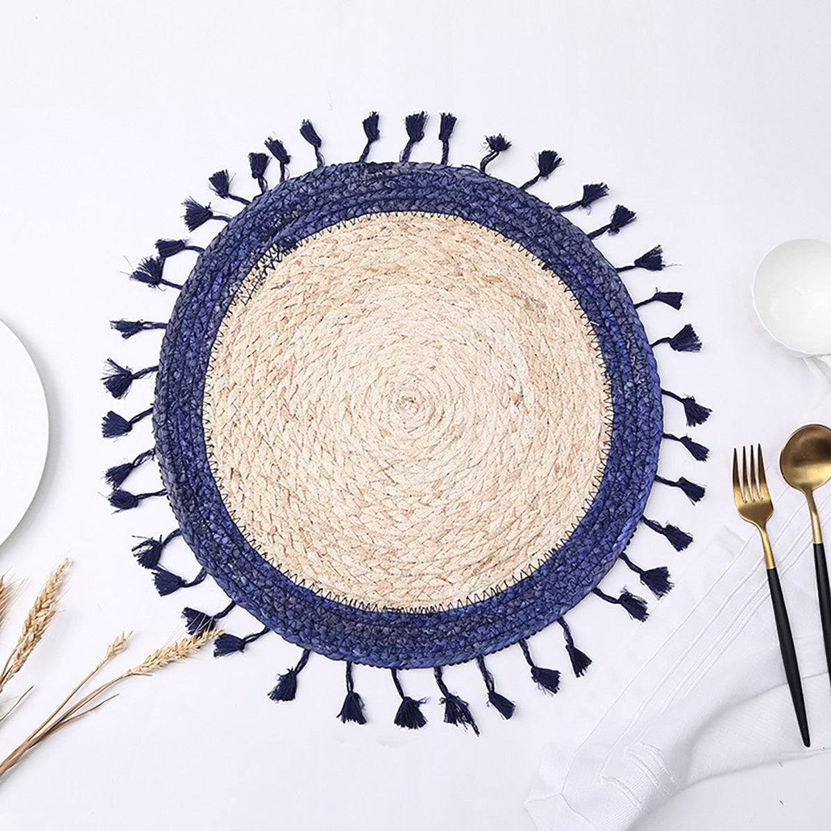 Karaca Sera Husk 2-Piece Placemat Dark Blue 153.20.01.0269 -  Placemats - ebarza Furniture UAE | Shop Modern Furniture in Abu Dhabi & Dubai - مفروشات ايبازرا في الامارات | تسوق اثاث عصري وديكورات مميزة في دبي وابوظبي