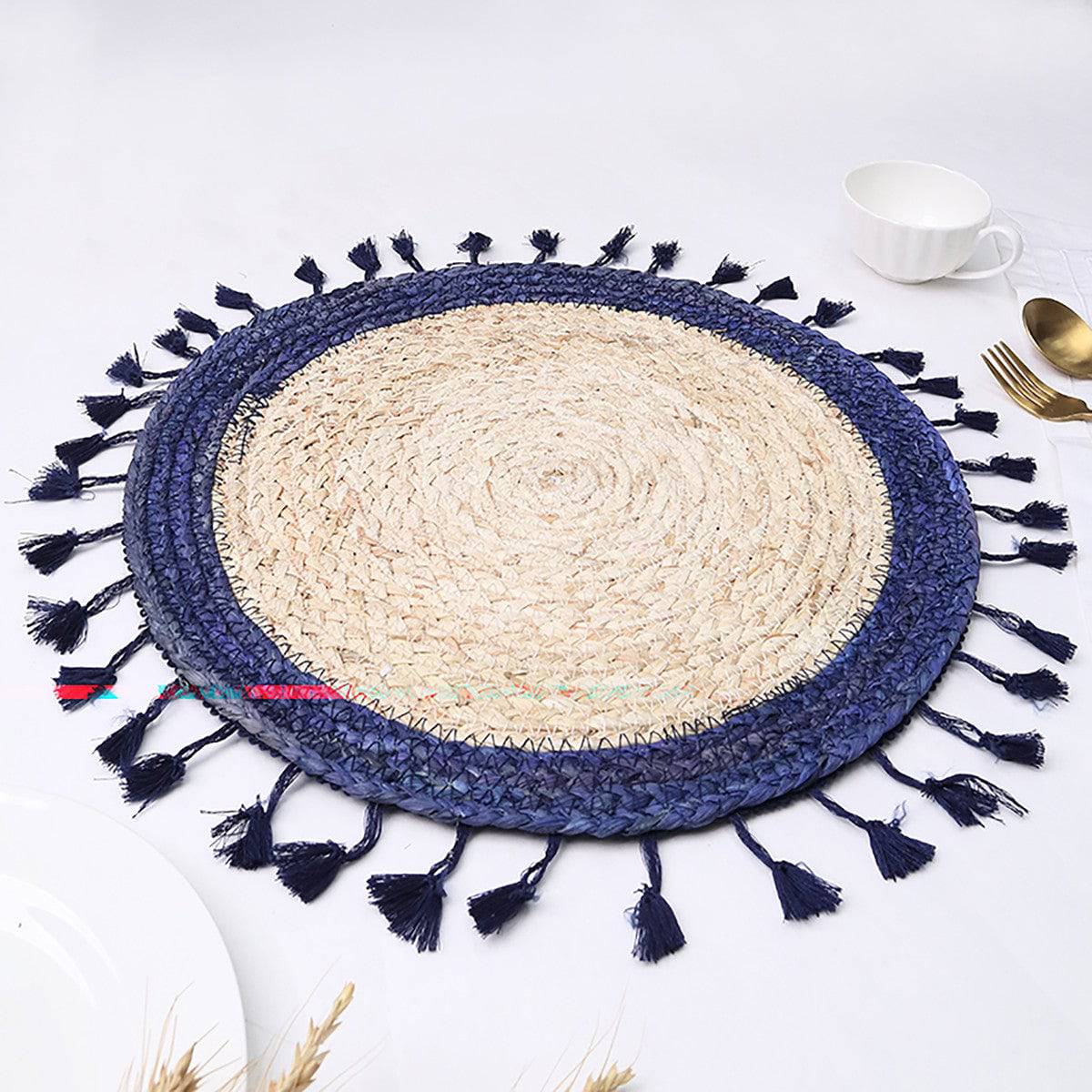 Karaca Sera Husk 2-Piece Placemat Dark Blue 153.20.01.0269 -  Placemats - ebarza Furniture UAE | Shop Modern Furniture in Abu Dhabi & Dubai - مفروشات ايبازرا في الامارات | تسوق اثاث عصري وديكورات مميزة في دبي وابوظبي
