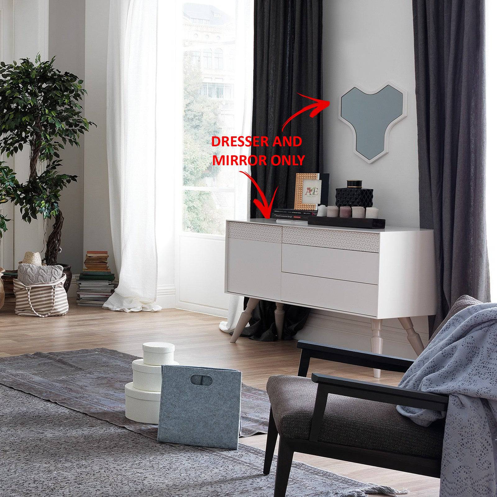 Leon Dresser & Mirror Mia180-Dresser - Dressers and Mirrors - ebarza Furniture UAE | Shop Modern Furniture in Abu Dhabi & Dubai - مفروشات ايبازرا في الامارات | تسوق اثاث عصري وديكورات مميزة في دبي وابوظبي