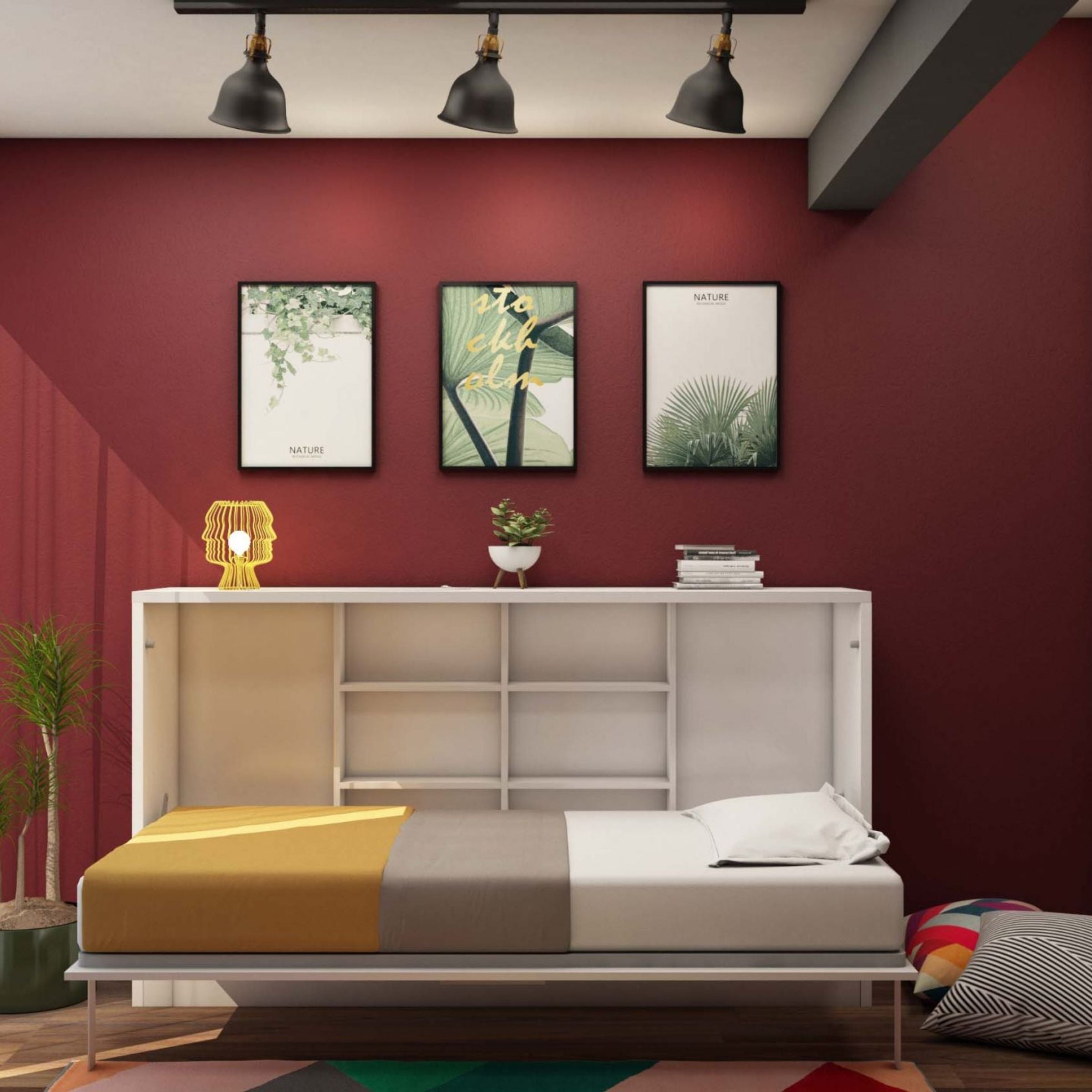 LIFE Convertable Wall Bed & Mattress with Desk Module 1121 1121C/1121D - Bedsteads - ebarza Furniture UAE | Shop Modern Furniture in Abu Dhabi & Dubai - مفروشات ايبازرا في الامارات | تسوق اثاث عصري وديكورات مميزة في دبي وابوظبي