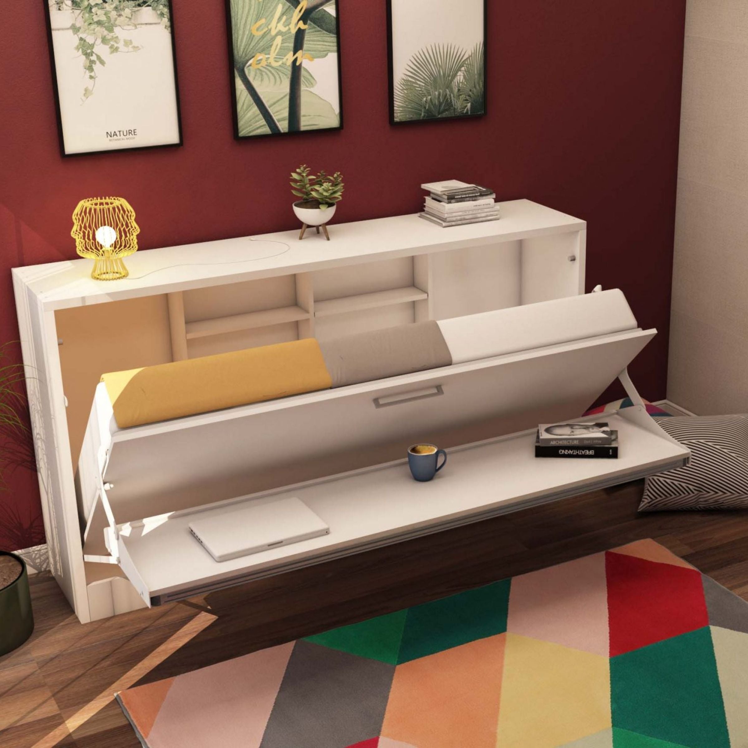 LIFE Convertable Wall Bed & Mattress with Desk Module 1121 1121C/1121D - Bedsteads - ebarza Furniture UAE | Shop Modern Furniture in Abu Dhabi & Dubai - مفروشات ايبازرا في الامارات | تسوق اثاث عصري وديكورات مميزة في دبي وابوظبي