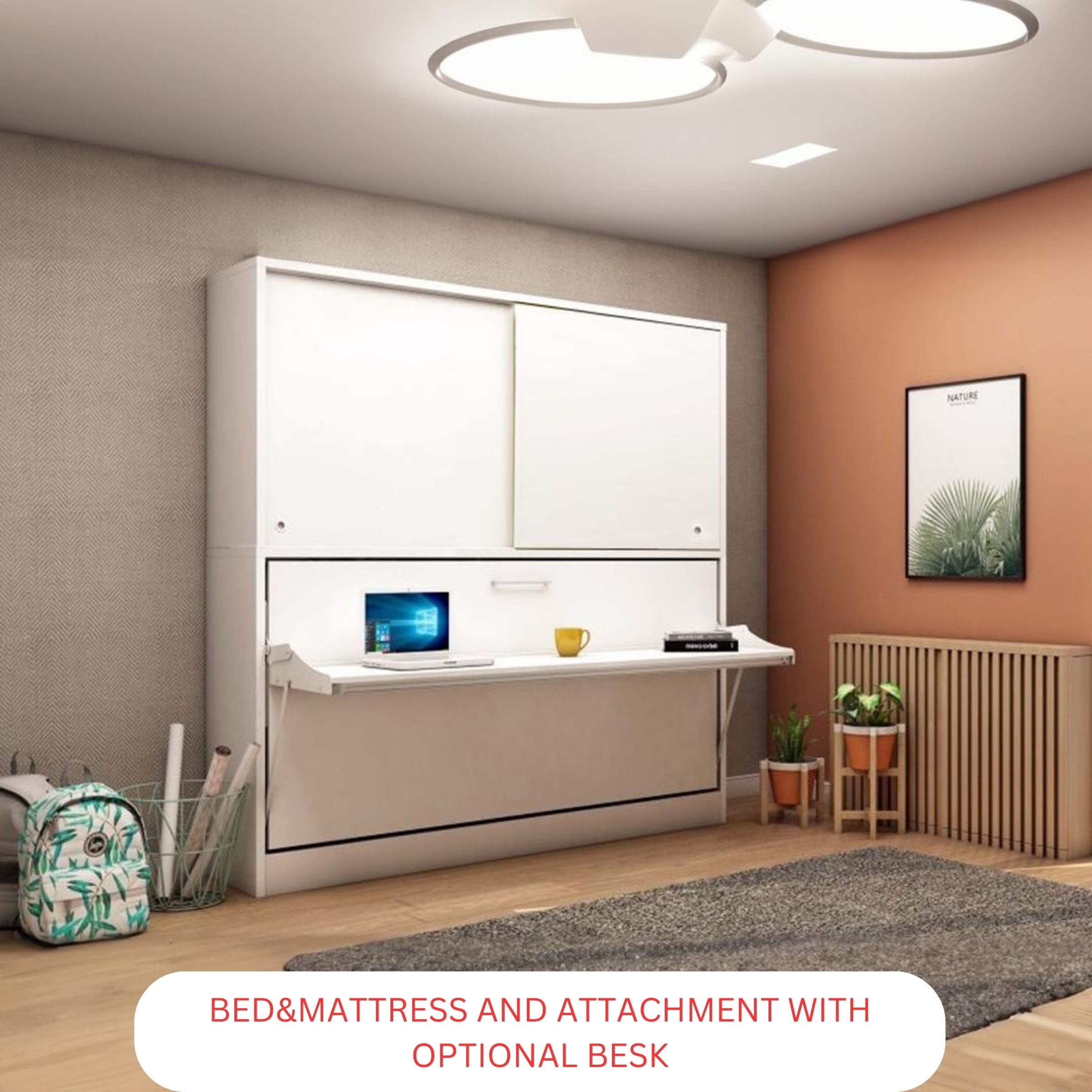 LIFE Convertable Wall Bed & Mattress with Desk Module 1121 1121C/1121D - Bedsteads - ebarza Furniture UAE | Shop Modern Furniture in Abu Dhabi & Dubai - مفروشات ايبازرا في الامارات | تسوق اثاث عصري وديكورات مميزة في دبي وابوظبي