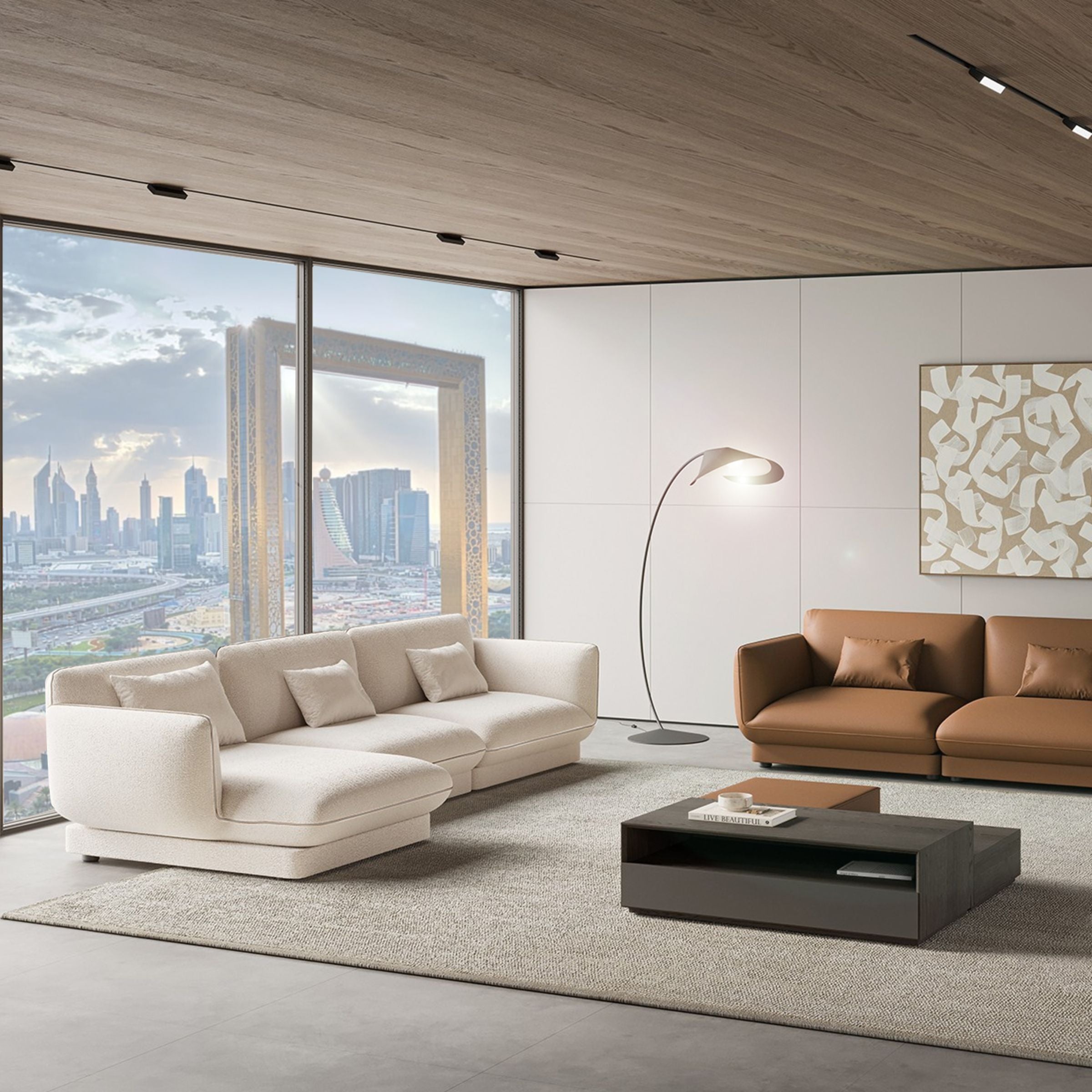 Loretta Single Module without Arm for Lortetta Sofa YOLRTA-SMNA-Beige - Sofas - ebarza Furniture UAE | Shop Modern Furniture in Abu Dhabi & Dubai - مفروشات ايبازرا في الامارات | تسوق اثاث عصري وديكورات مميزة في دبي وابوظبي