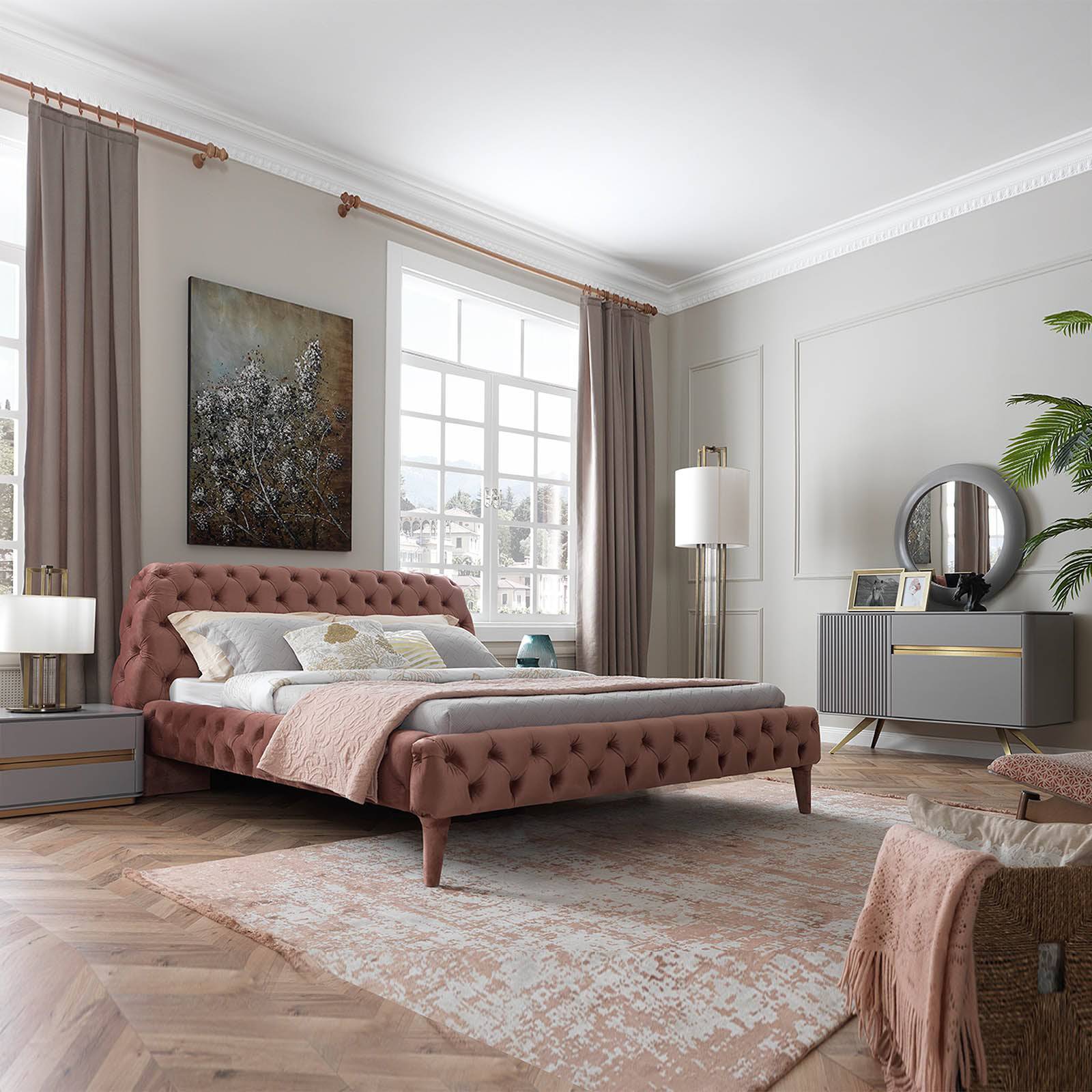 Malena Queen Bedstead Malena001-P-Bed - Bedsteads - ebarza Furniture UAE | Shop Modern Furniture in Abu Dhabi & Dubai - مفروشات ايبازرا في الامارات | تسوق اثاث عصري وديكورات مميزة في دبي وابوظبي