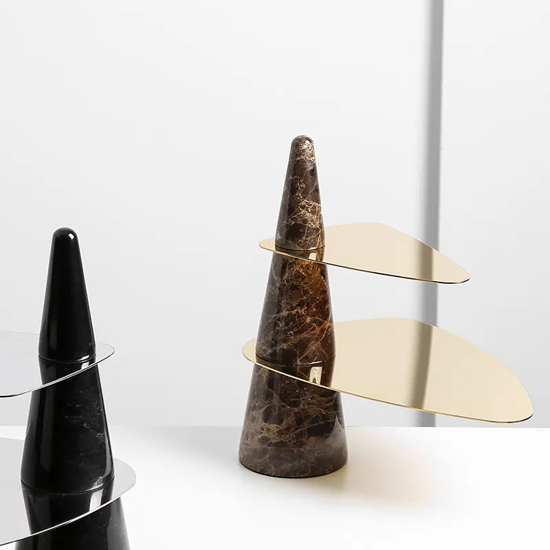 Marble & Stainless Steel Double Tiered Tray - Chrome FC-W22019A - Trays - ebarza Furniture UAE | Shop Modern Furniture in Abu Dhabi & Dubai - مفروشات ايبازرا في الامارات | تسوق اثاث عصري وديكورات مميزة في دبي وابوظبي