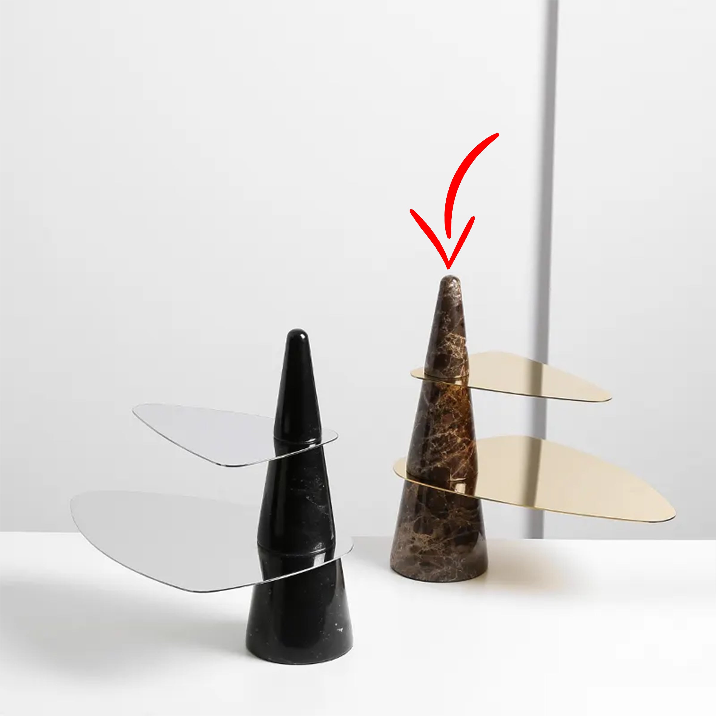 Marble & Stainless Steel Double Tiered Tray - Gold FC-W22019B - Trays - ebarza Furniture UAE | Shop Modern Furniture in Abu Dhabi & Dubai - مفروشات ايبازرا في الامارات | تسوق اثاث عصري وديكورات مميزة في دبي وابوظبي