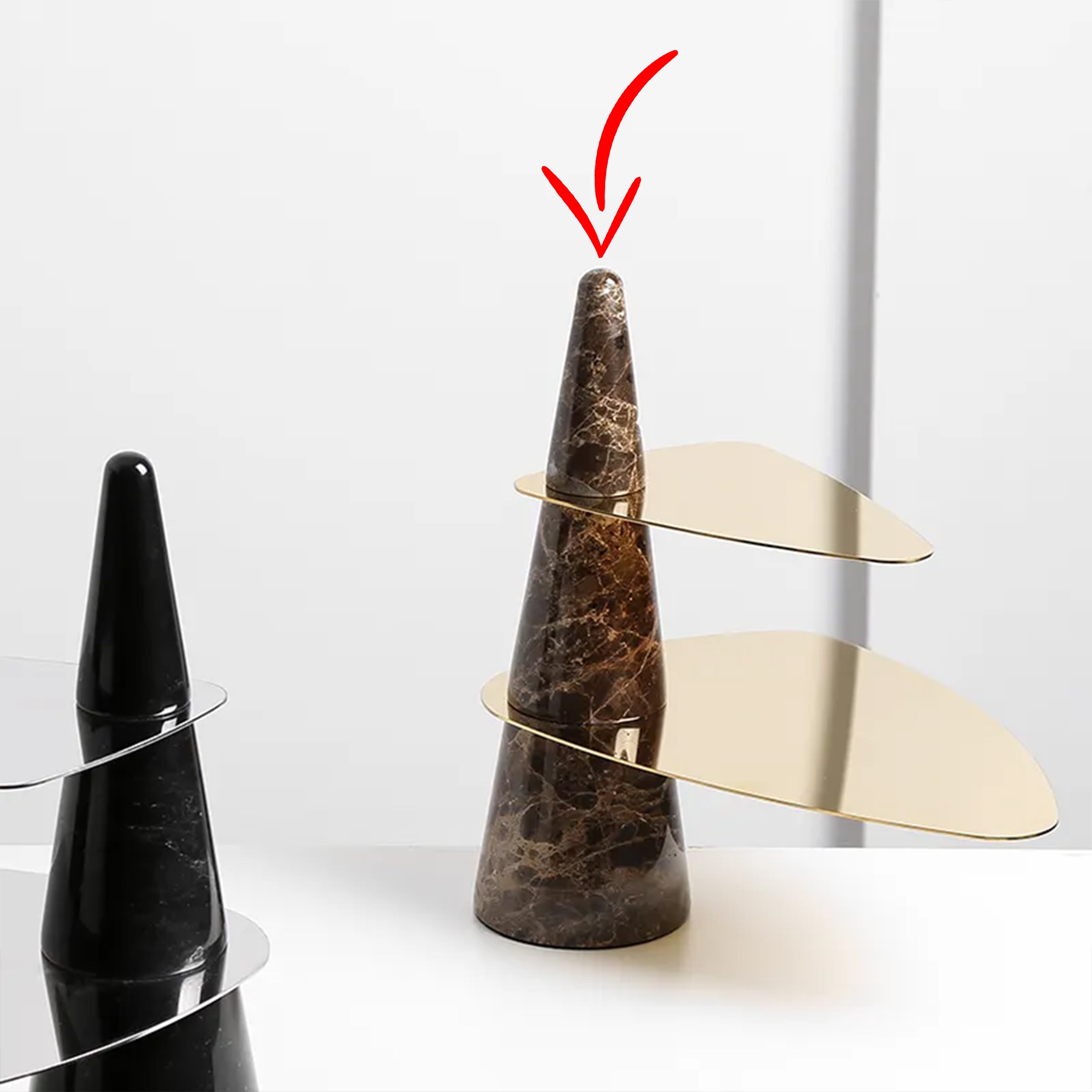 Marble & Stainless Steel Double Tiered Tray - Gold FC-W22019B - Trays - ebarza Furniture UAE | Shop Modern Furniture in Abu Dhabi & Dubai - مفروشات ايبازرا في الامارات | تسوق اثاث عصري وديكورات مميزة في دبي وابوظبي