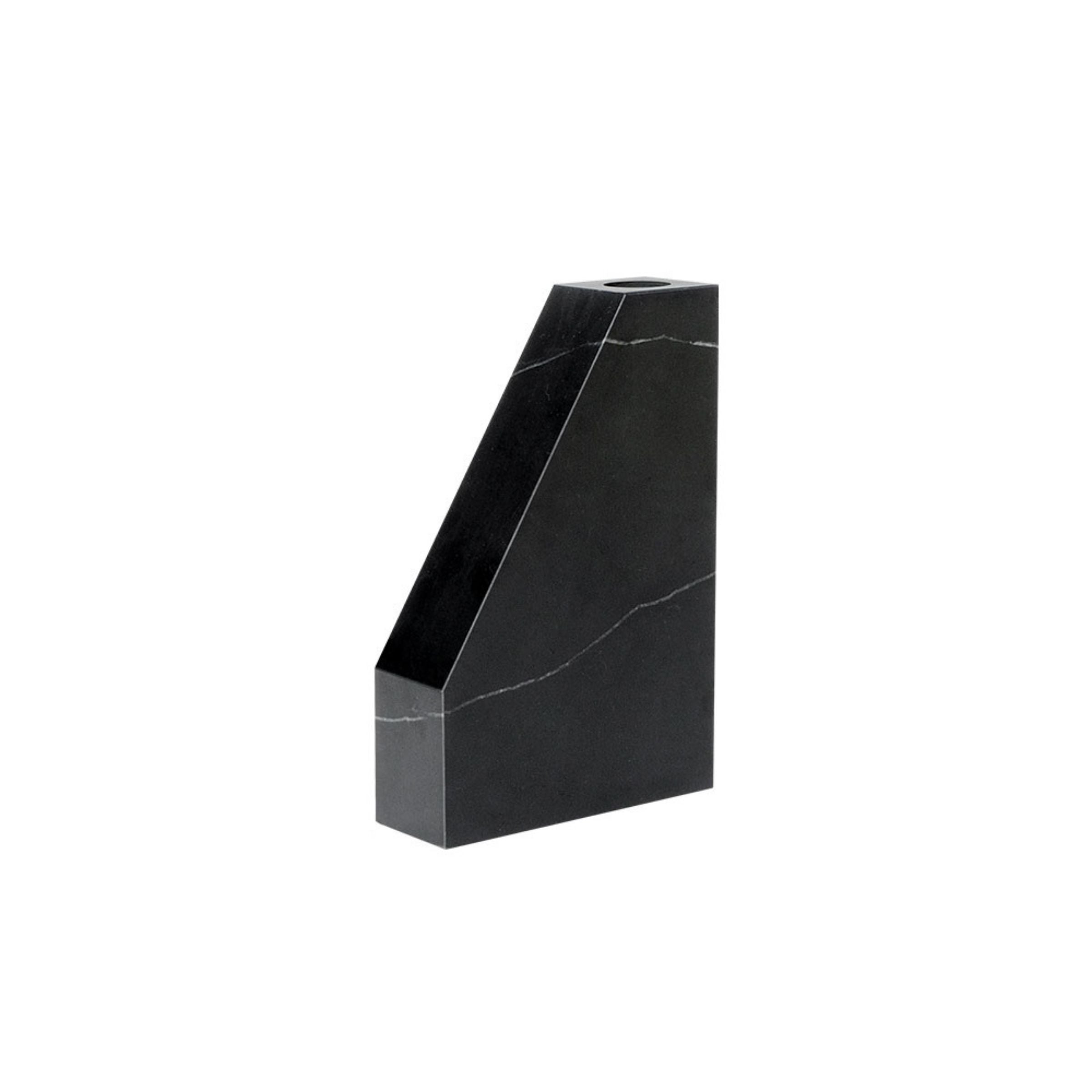 Marquina Black And White Root Marble Trapezoidal Flower Arrangement Height VSB890 - Vases - ebarza Furniture UAE | Shop Modern Furniture in Abu Dhabi & Dubai - مفروشات ايبازرا في الامارات | تسوق اثاث عصري وديكورات مميزة في دبي وابوظبي