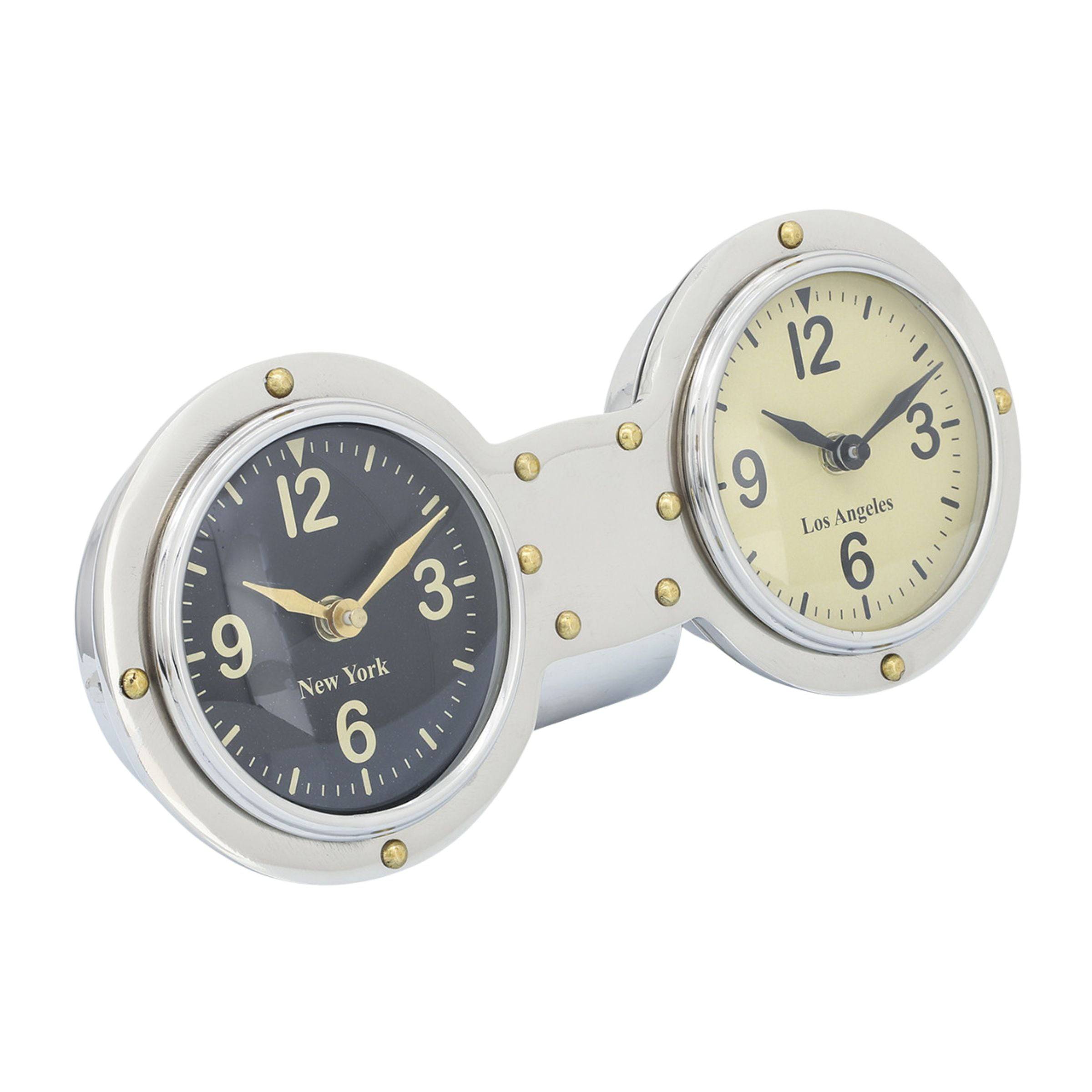 Metal Dual Clock 16232 -  Clocks - ebarza Furniture UAE | Shop Modern Furniture in Abu Dhabi & Dubai - مفروشات ايبازرا في الامارات | تسوق اثاث عصري وديكورات مميزة في دبي وابوظبي