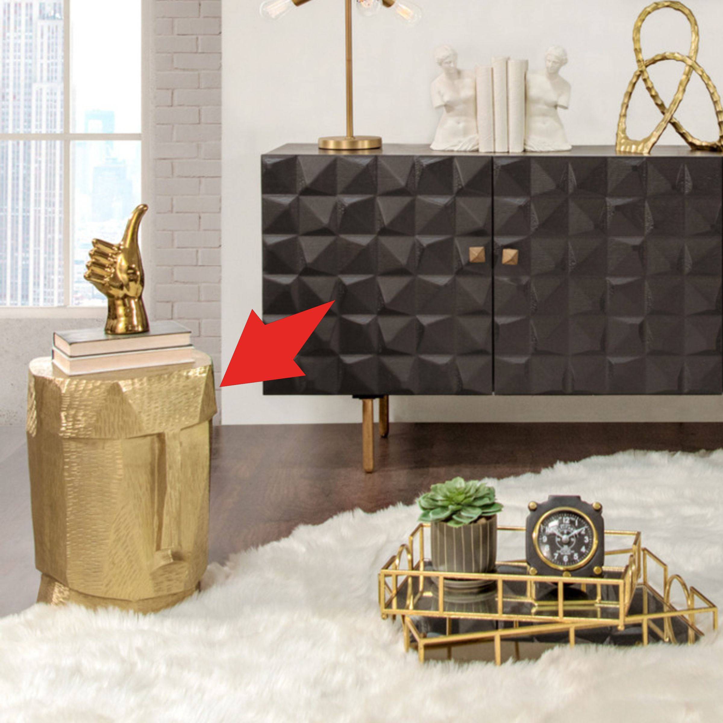 Metal Face Stool, Gold 15556-02 -  Poufs - ebarza Furniture UAE | Shop Modern Furniture in Abu Dhabi & Dubai - مفروشات ايبازرا في الامارات | تسوق اثاث عصري وديكورات مميزة في دبي وابوظبي