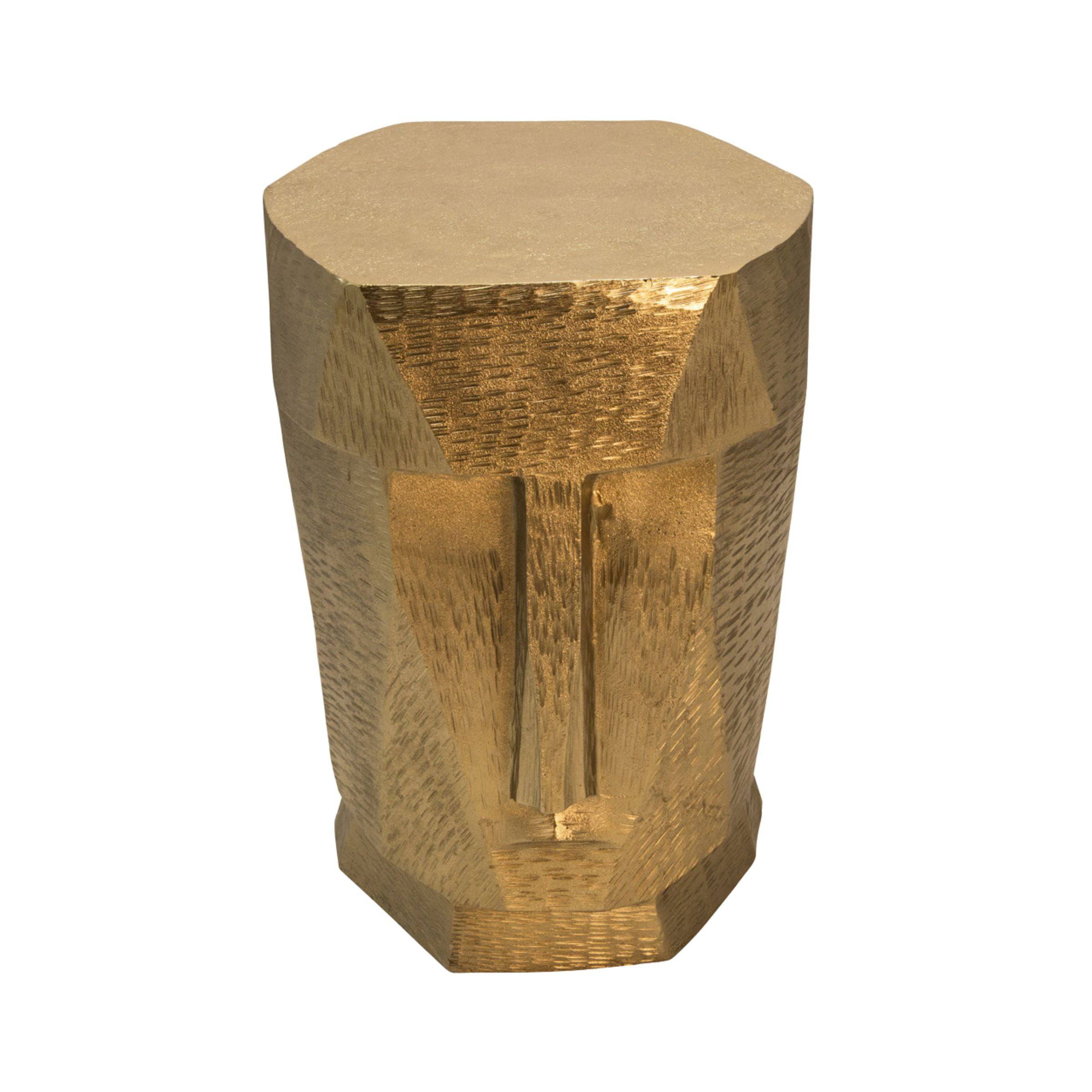 Metal Face Stool, Gold 15556-02 -  Poufs - ebarza Furniture UAE | Shop Modern Furniture in Abu Dhabi & Dubai - مفروشات ايبازرا في الامارات | تسوق اثاث عصري وديكورات مميزة في دبي وابوظبي