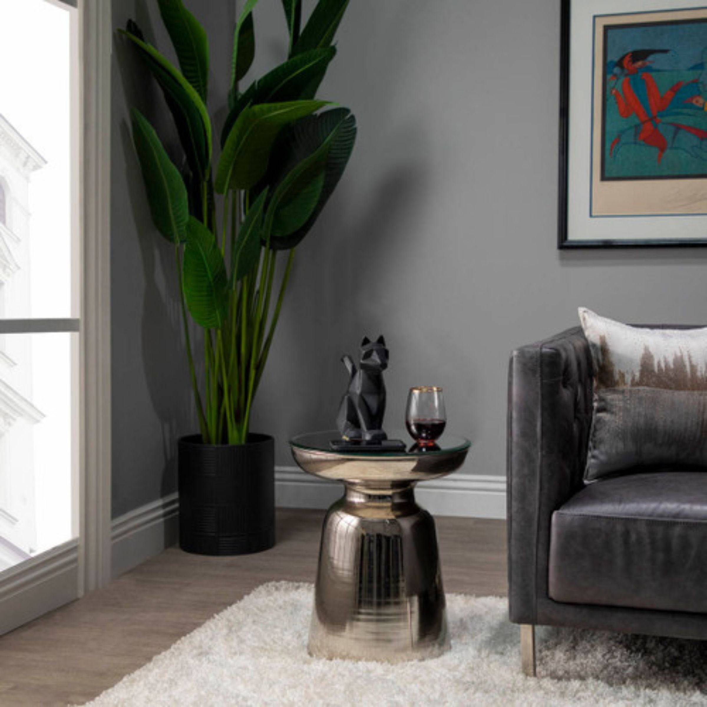 Metal Side Table With Mirror Top 15472-02 -  Side Tables - ebarza Furniture UAE | Shop Modern Furniture in Abu Dhabi & Dubai - مفروشات ايبازرا في الامارات | تسوق اثاث عصري وديكورات مميزة في دبي وابوظبي