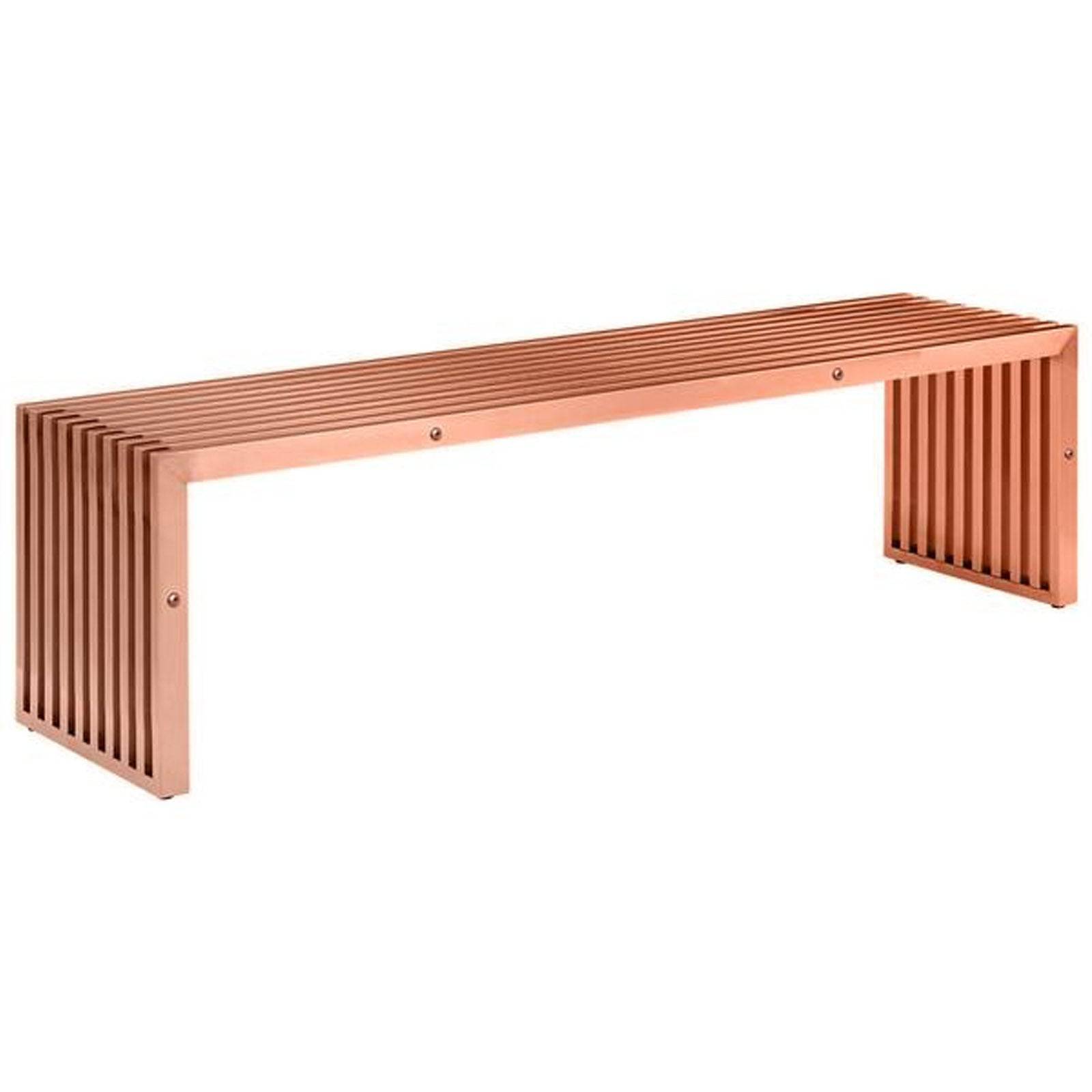 Mid Century Stainless Bench Psh-48-Rg - Benches - ebarza Furniture UAE | Shop Modern Furniture in Abu Dhabi & Dubai - مفروشات ايبازرا في الامارات | تسوق اثاث عصري وديكورات مميزة في دبي وابوظبي