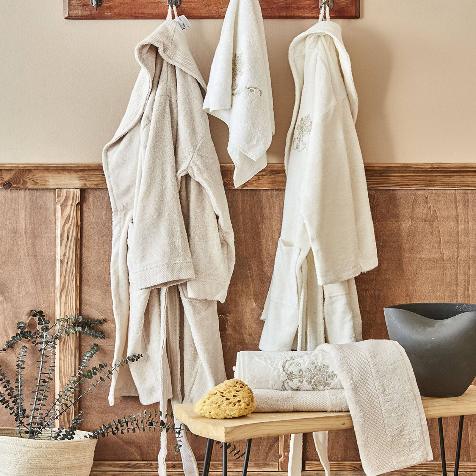 Mihrimah Gold Embroidered Bamboo Family Set 200.15.01.0134 - Bathrobe Sets - ebarza Furniture UAE | Shop Modern Furniture in Abu Dhabi & Dubai - مفروشات ايبازرا في الامارات | تسوق اثاث عصري وديكورات مميزة في دبي وابوظبي