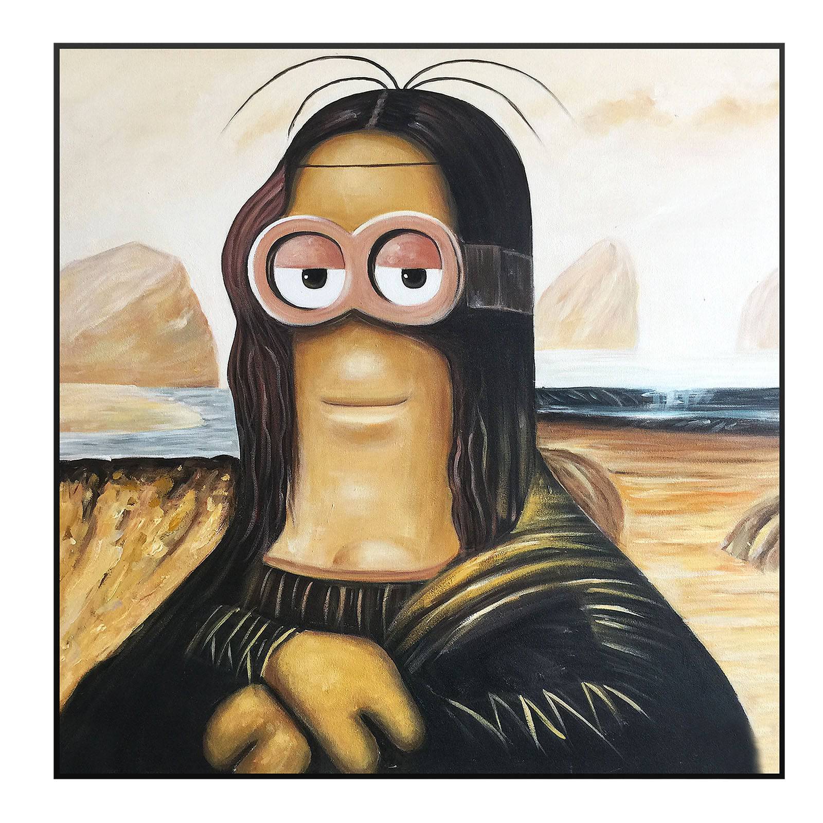 Minion Lisa Hand Painted Art Painting With Frame 105X105 Cm Sa11-Soap0008 - Paintings - ebarza Furniture UAE | Shop Modern Furniture in Abu Dhabi & Dubai - مفروشات ايبازرا في الامارات | تسوق اثاث عصري وديكورات مميزة في دبي وابوظبي