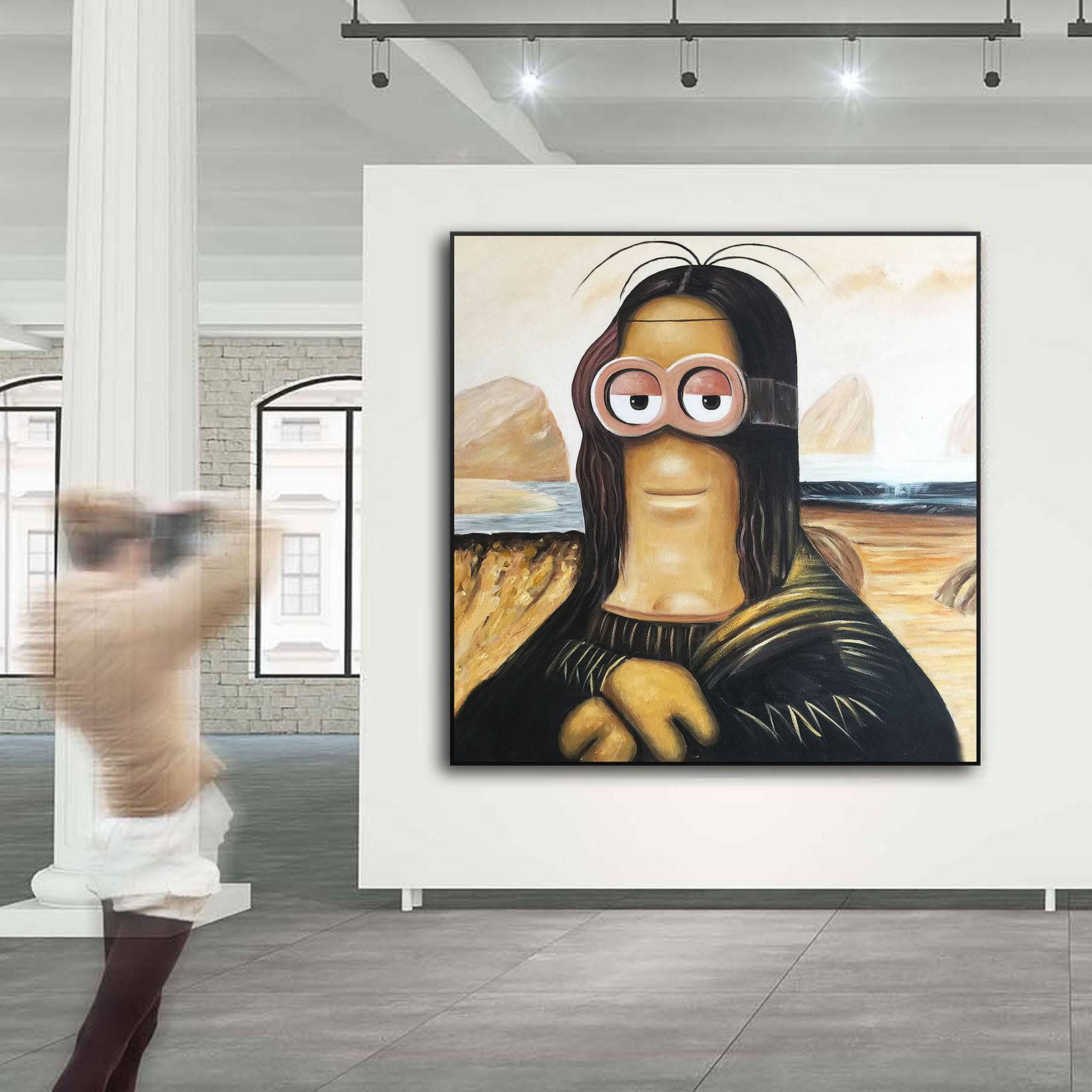 Minion Lisa Hand Painted Art Painting With Frame 105X105 Cm Sa11-Soap0008 - Paintings - ebarza Furniture UAE | Shop Modern Furniture in Abu Dhabi & Dubai - مفروشات ايبازرا في الامارات | تسوق اثاث عصري وديكورات مميزة في دبي وابوظبي