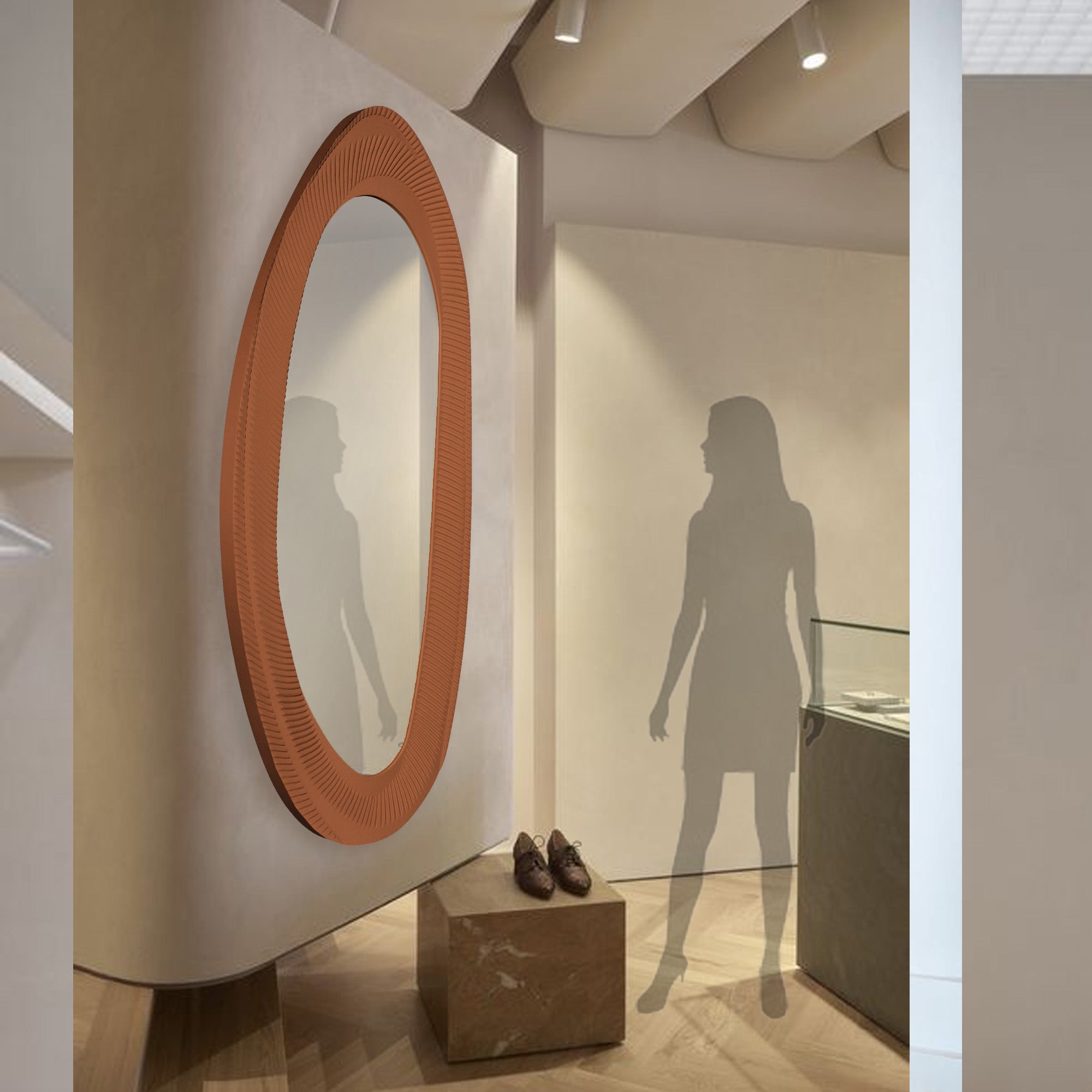 Onda Wall Mirror Brushed Caramel Frame OA-9354-CR - Mirrors - ebarza Furniture UAE | Shop Modern Furniture in Abu Dhabi & Dubai - مفروشات ايبازرا في الامارات | تسوق اثاث عصري وديكورات مميزة في دبي وابوظبي