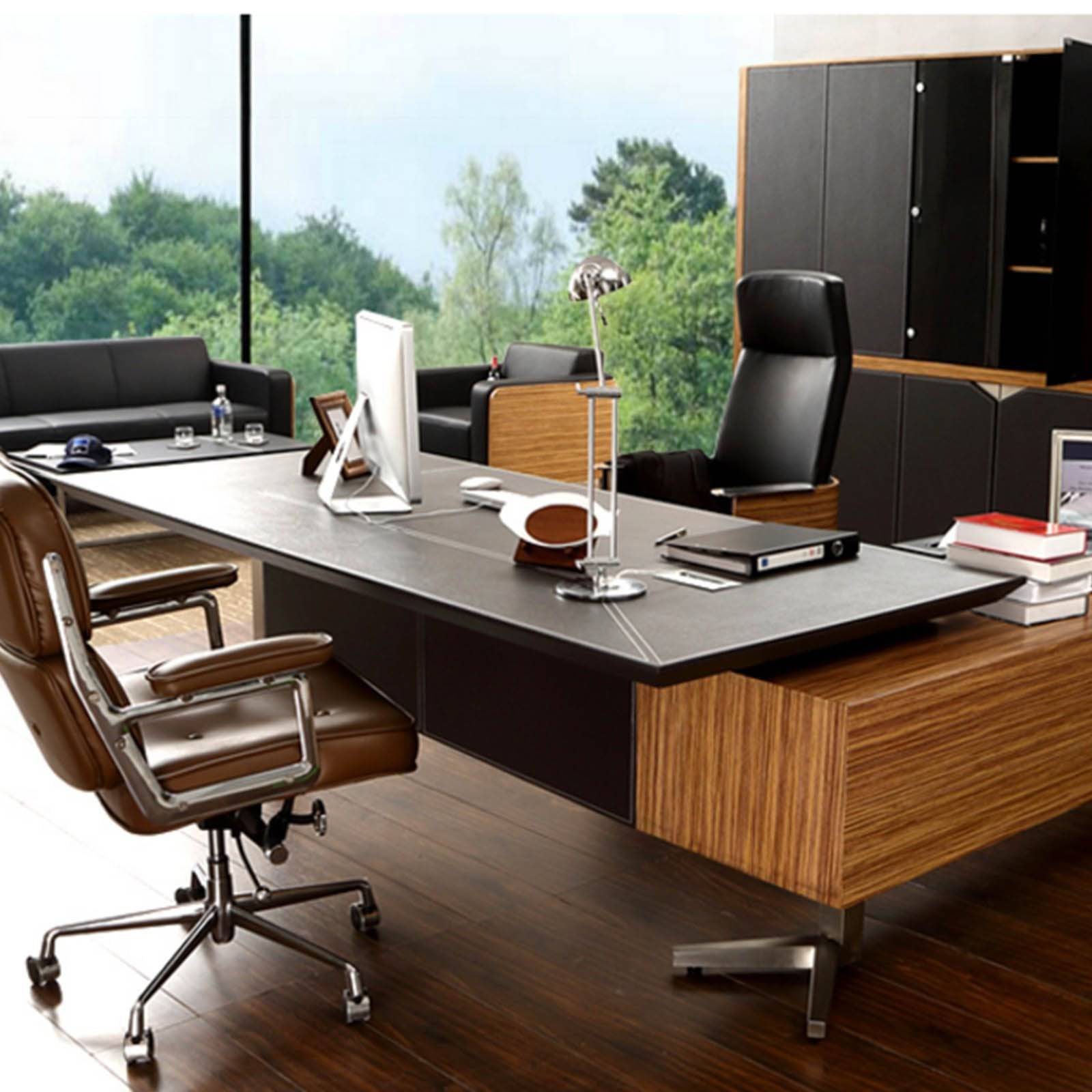 Modern Manager Office Chair Genuine Leather 90622 - Office Chairs - ebarza Furniture UAE | Shop Modern Furniture in Abu Dhabi & Dubai - مفروشات ايبازرا في الامارات | تسوق اثاث عصري وديكورات مميزة في دبي وابوظبي