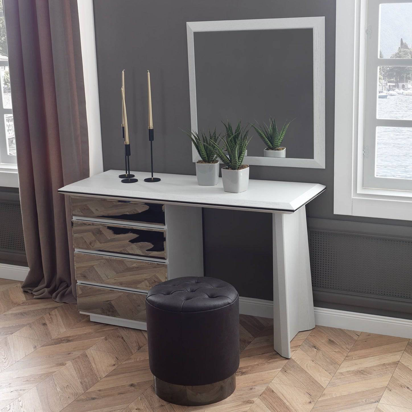 Mona White Dresser And Mirror Monawhite-Drsrmrr -  Dressers and Mirrors - ebarza Furniture UAE | Shop Modern Furniture in Abu Dhabi & Dubai - مفروشات ايبازرا في الامارات | تسوق اثاث عصري وديكورات مميزة في دبي وابوظبي