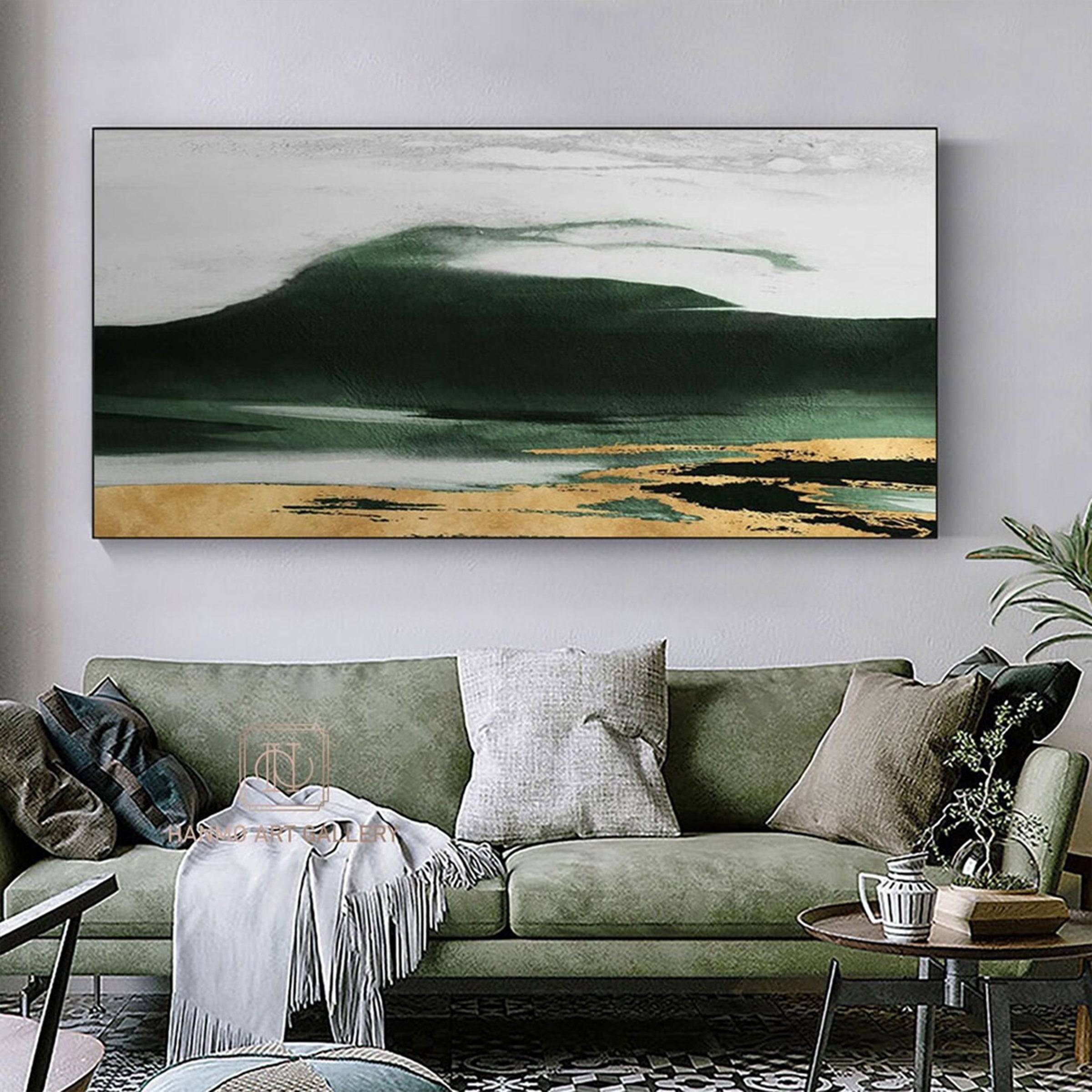 Morning Mist Hand Painted Art Painting With Gold Frame 200X80 Cm Soaap0105 -  Paintings - ebarza Furniture UAE | Shop Modern Furniture in Abu Dhabi & Dubai - مفروشات ايبازرا في الامارات | تسوق اثاث عصري وديكورات مميزة في دبي وابوظبي