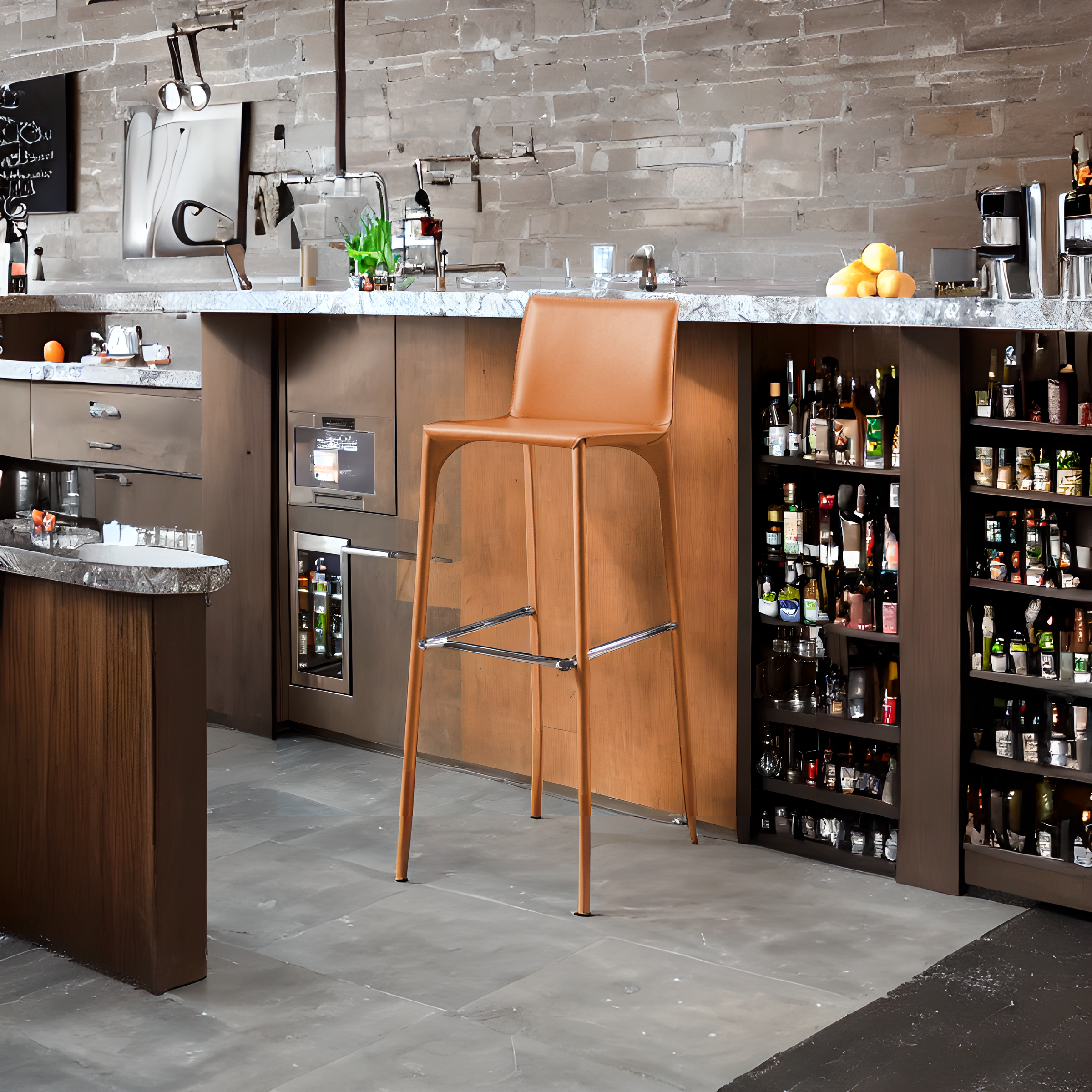 Mycroft Saddle Leather Bar Stool MLL-B43-orange - Bar Stools - ebarza Furniture UAE | Shop Modern Furniture in Abu Dhabi & Dubai - مفروشات ايبازرا في الامارات | تسوق اثاث عصري وديكورات مميزة في دبي وابوظبي