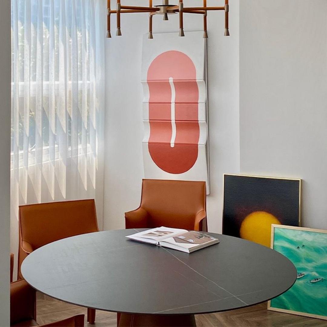 Mycroft Saddle Leather With Sintered Stone Dining Table MLL-C02 - Dining Tables - ebarza Furniture UAE | Shop Modern Furniture in Abu Dhabi & Dubai - مفروشات ايبازرا في الامارات | تسوق اثاث عصري وديكورات مميزة في دبي وابوظبي